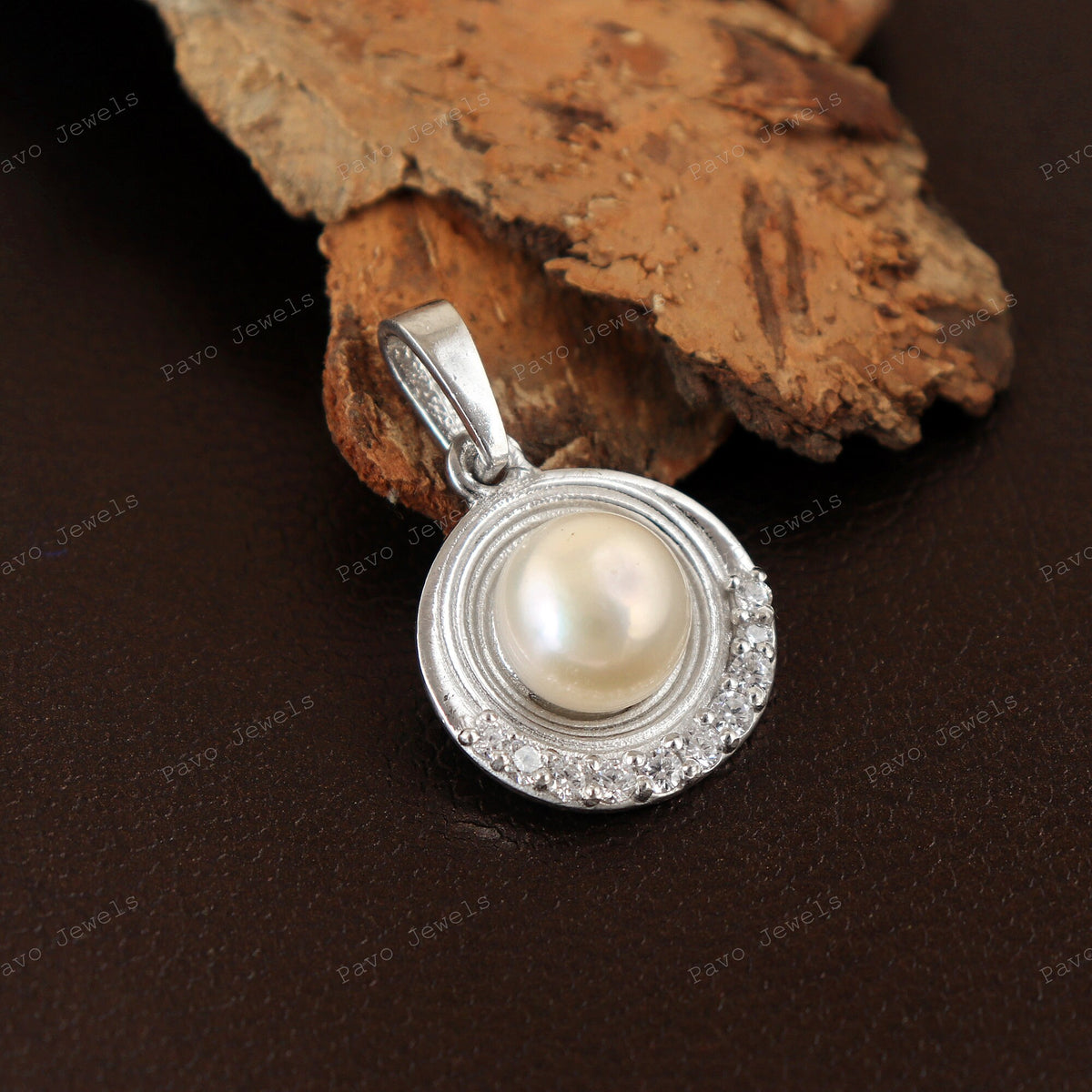 Pink Pearl Pendant: Sterling Silver & Cubic Zircon Gemstone Necklace