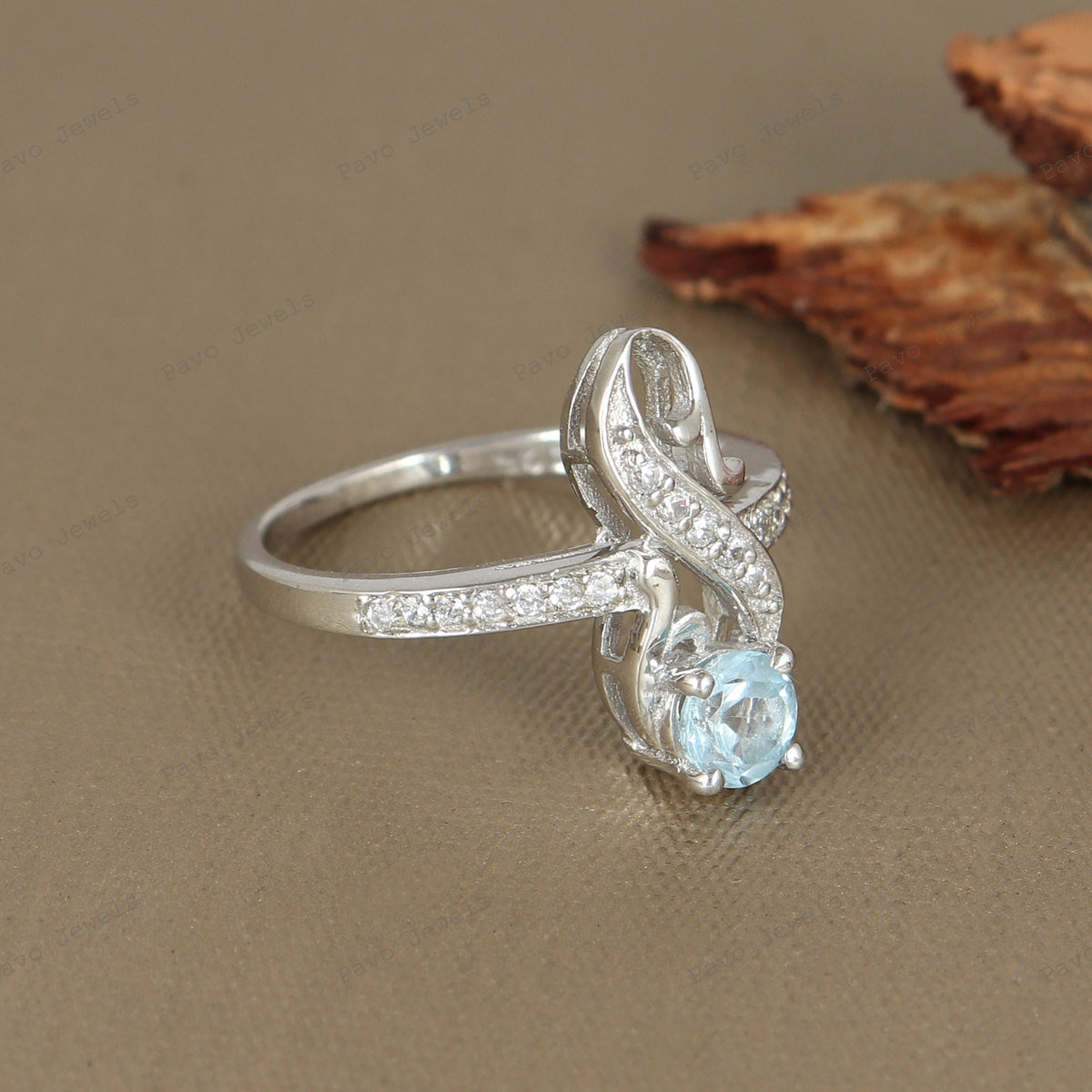 Blue Topaz Ring Sterling Silver: December Birthstone Christmas Gift for Her