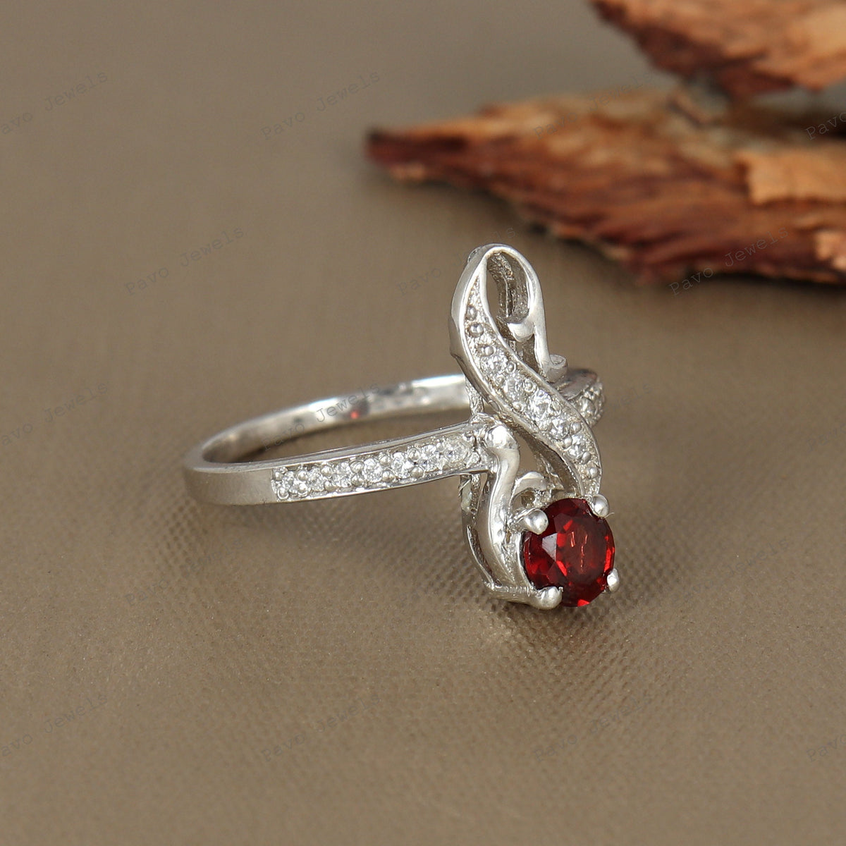 Garnet Ring: 925 Sterling Silver, Handmade January Birthstone, Christmas Jewelry