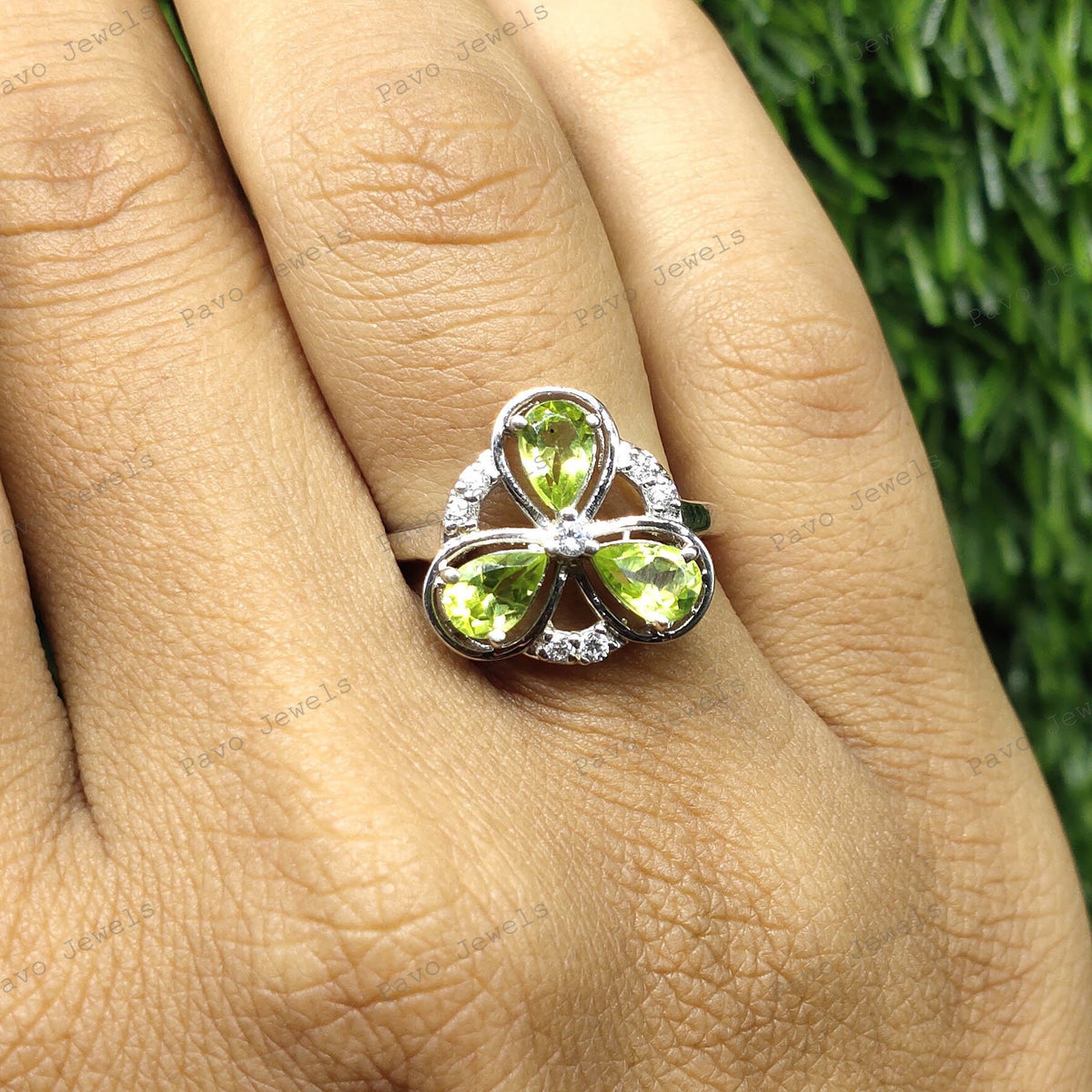 Peridot Gemstone Ring Sterling Silver, Handmade Gemstone Birthstone Jewelry