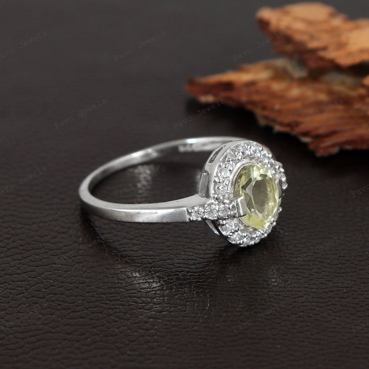 Sterling Silver Ring, Handmade Gemstone CZ, Green Gold Stone Jewelry