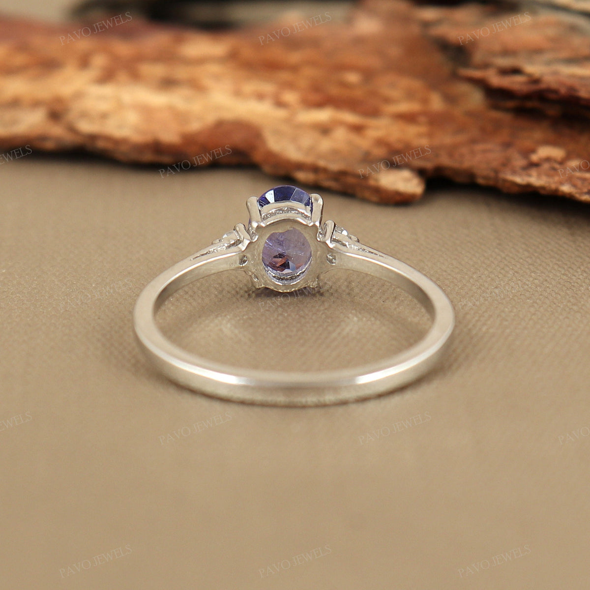 Tanzanite & Diamond Ring, 925 Sterling Silver, December Birthstone