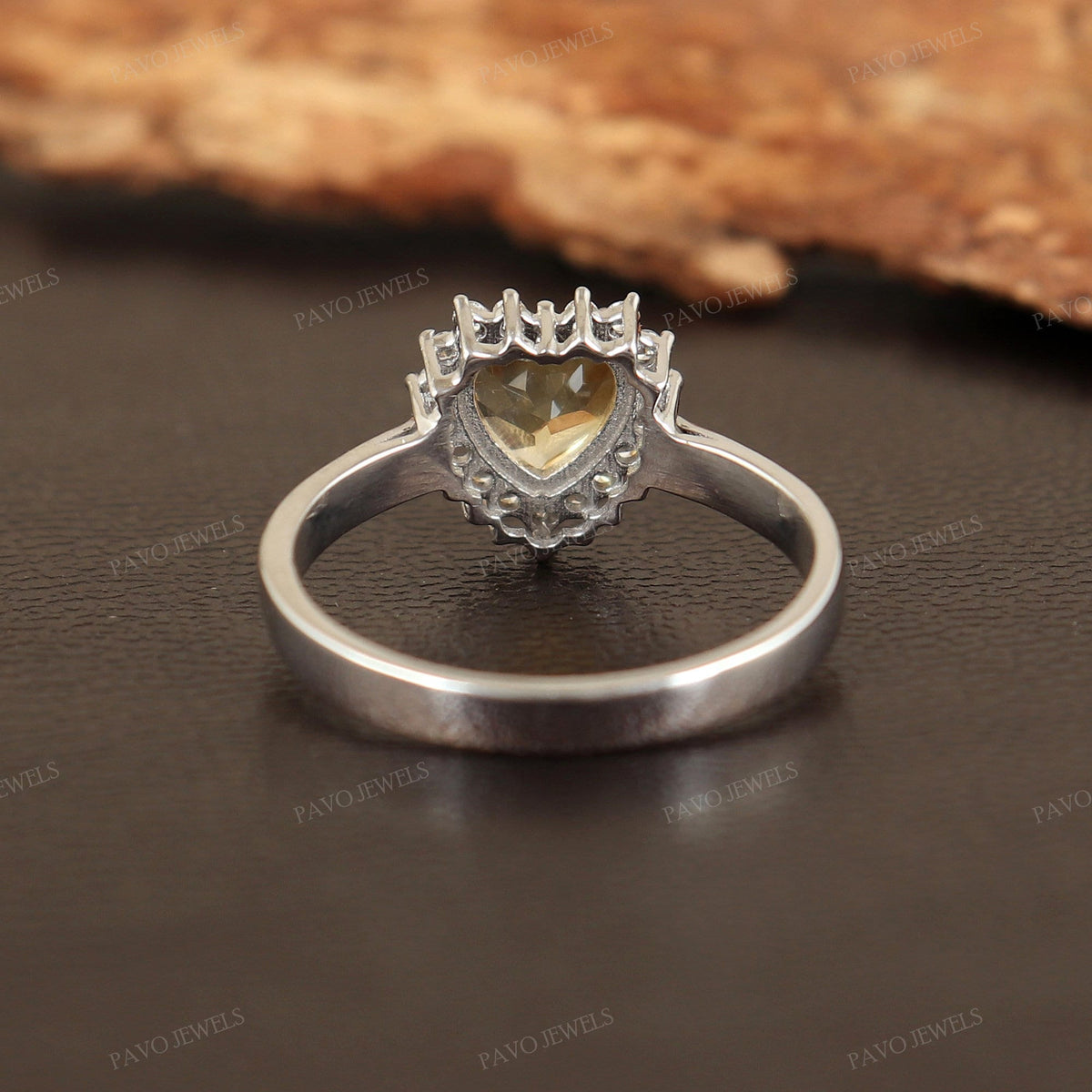 Citrine Heart Ring: 925 Sterling Silver November Birthstone