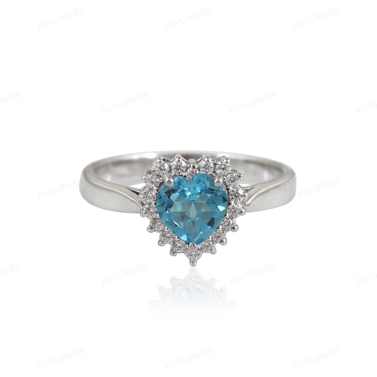 Swiss Blue Topaz Heart Ring, Sterling Silver Dainty Jewelry