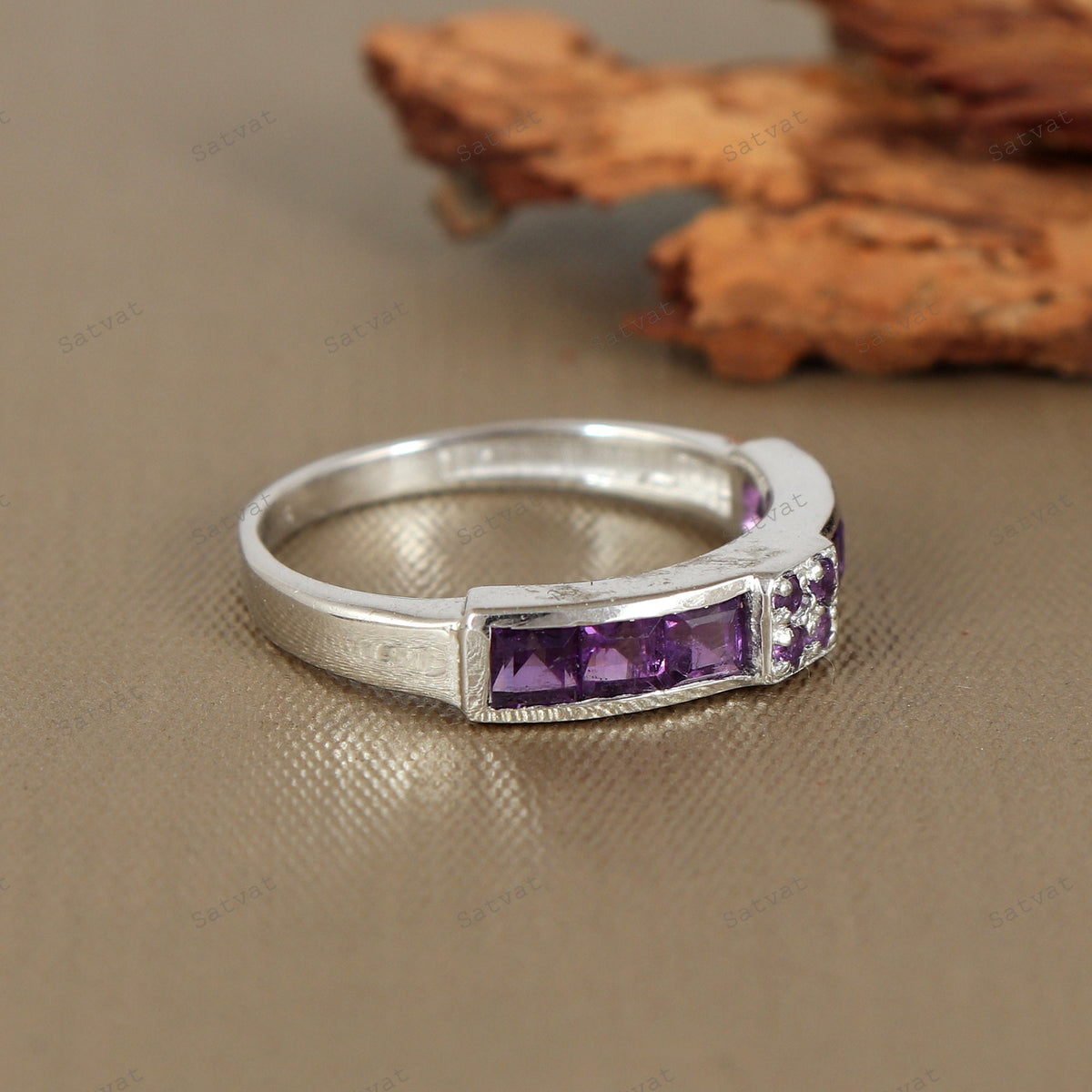 Handmade Amethyst & Cubic Zircon 925 Sterling Silver Ring