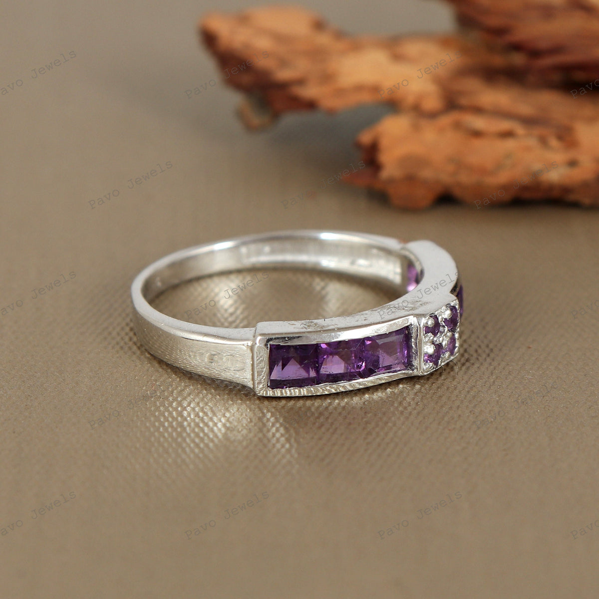 Handmade Amethyst & Cubic Zircon 925 Sterling Silver Ring