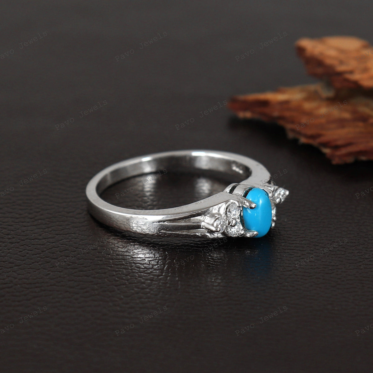 Turquoise Cabochon Ring: Sterling Silver Cluster, Christmas Gifts