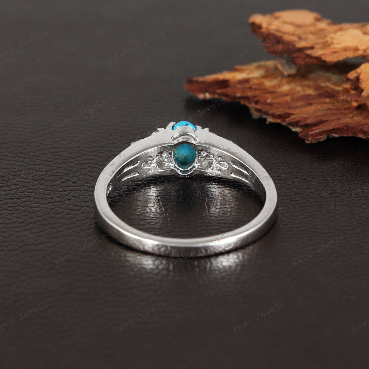 Turquoise Cabochon Ring: Sterling Silver Cluster, Christmas Gifts