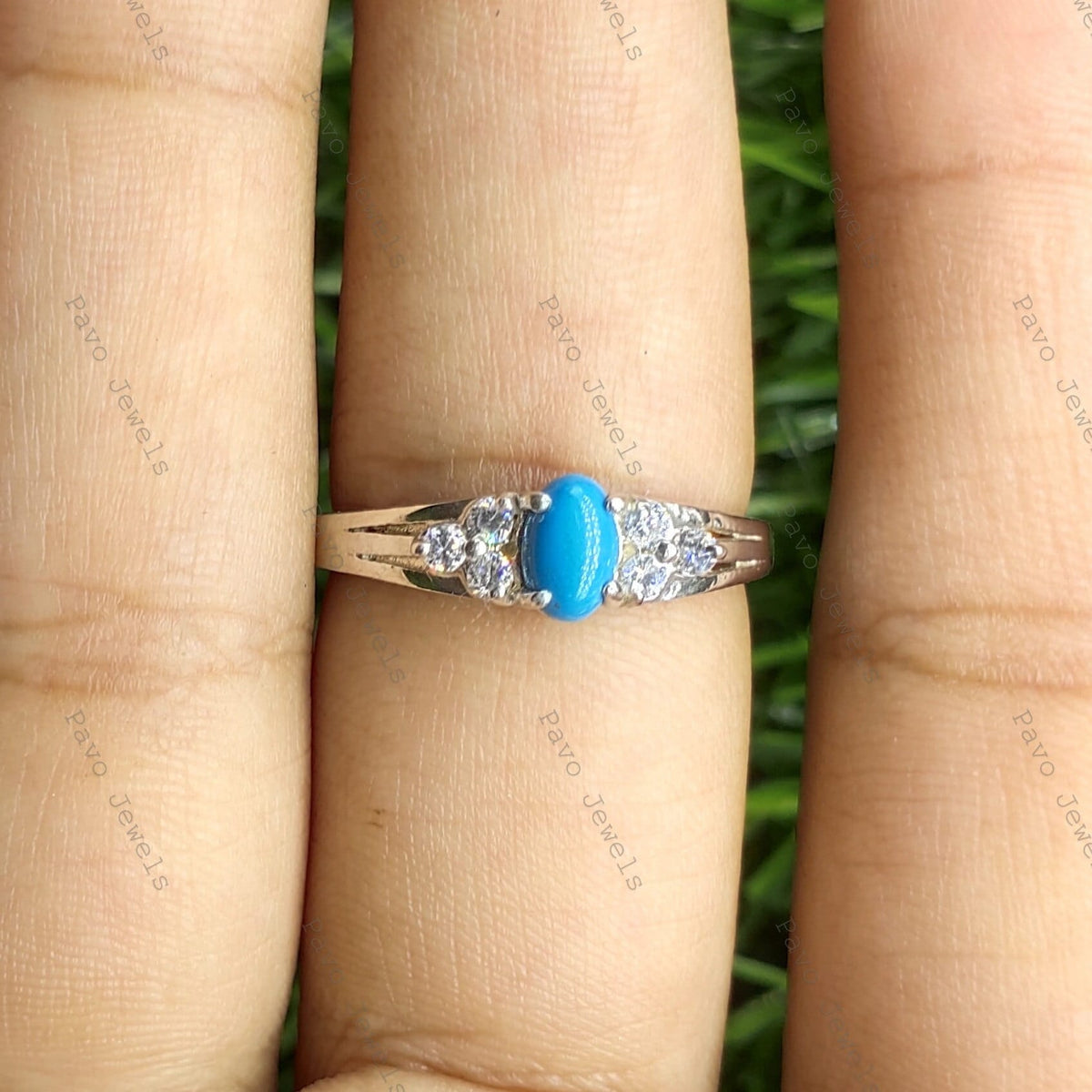 Turquoise Cabochon Ring: Sterling Silver Cluster, Christmas Gifts