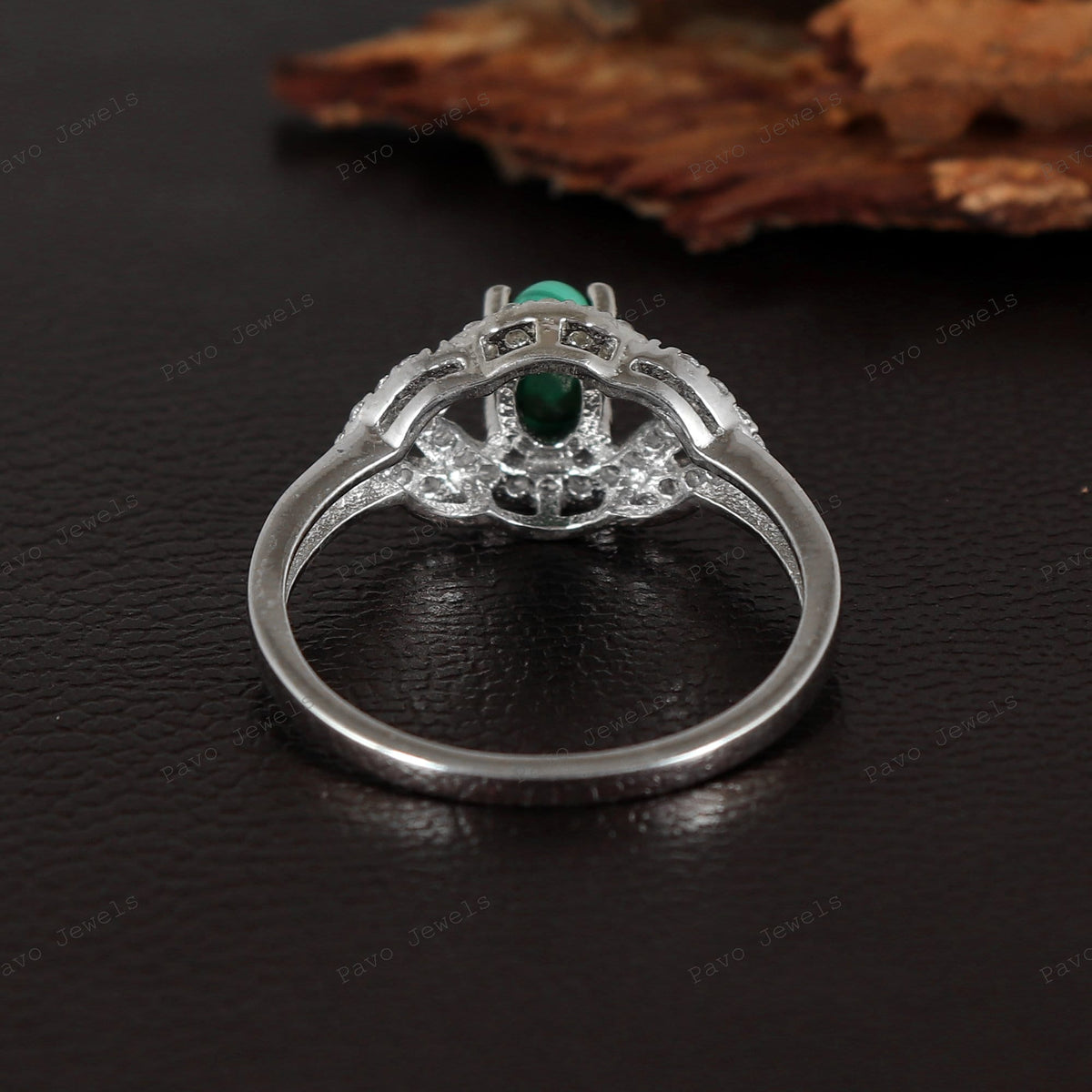 Natural Malachite Sterling Silver Ring, Oval Green Stone Statement Band Jewelry