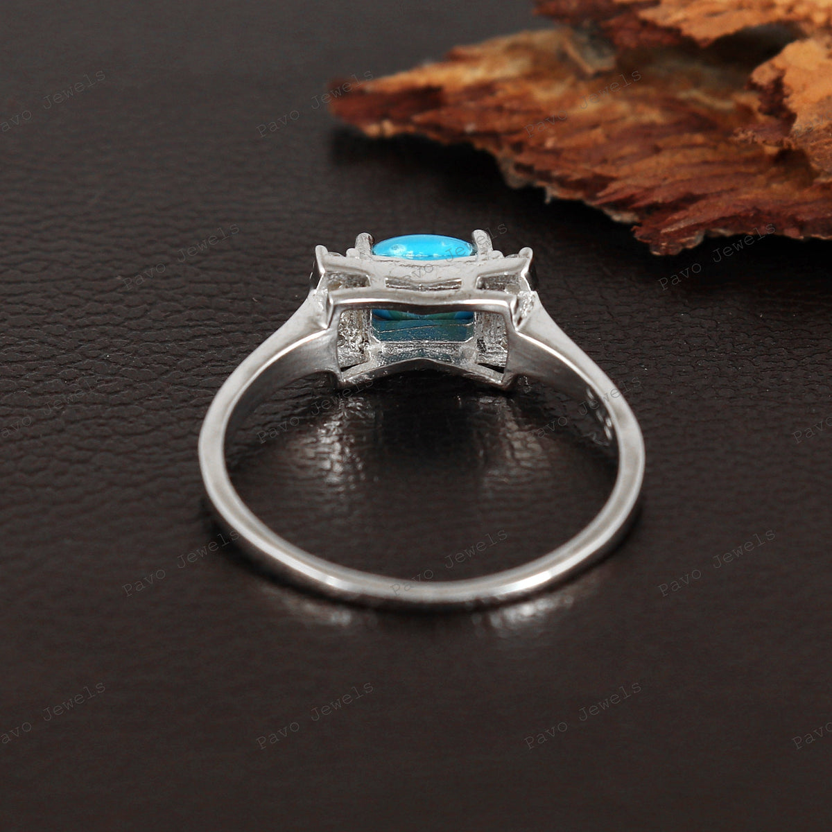 Sterling Silver Turquoise Ring, Oval Solitaire 925 Band, December Birthstone Jewelry