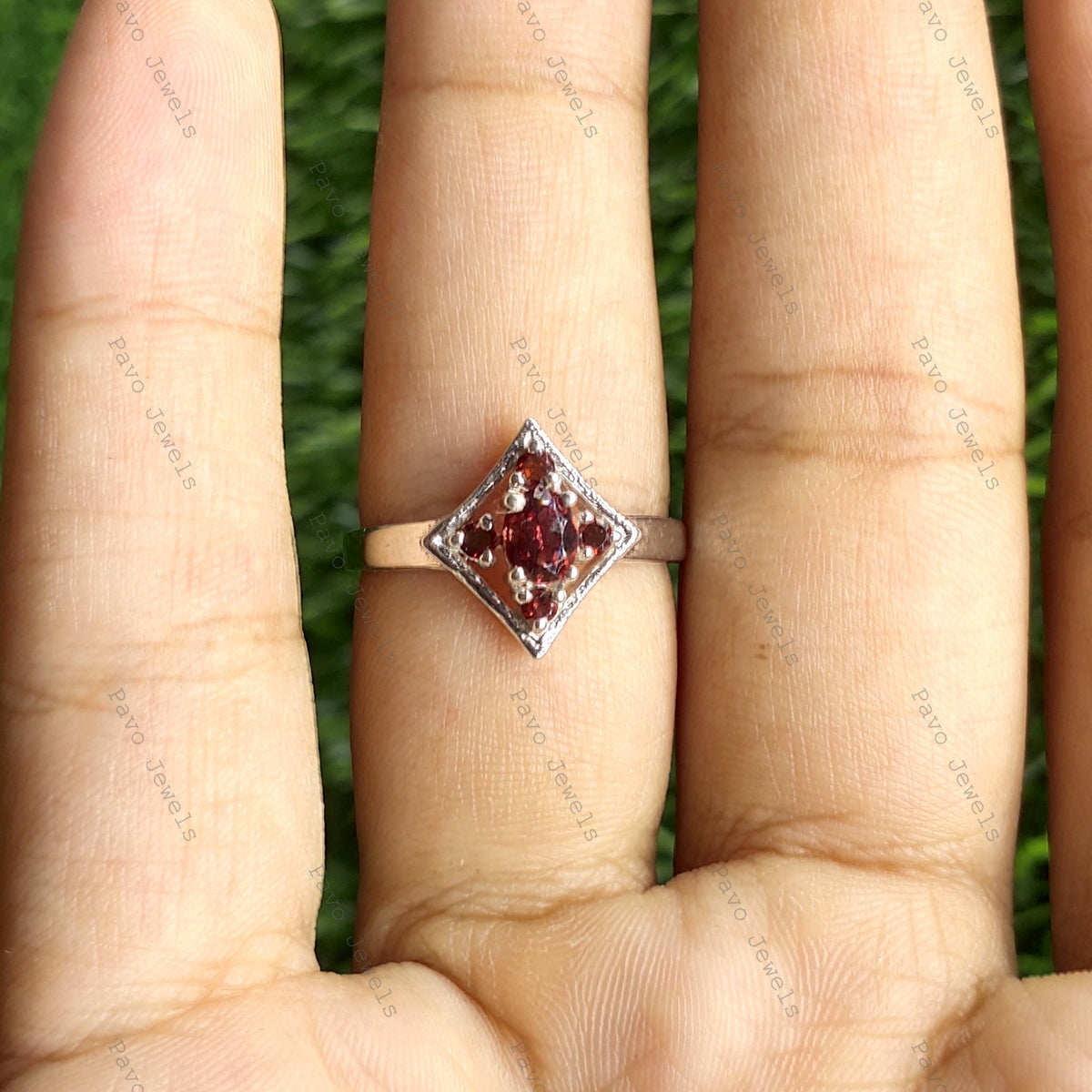 Rhodolite Garnet Ring: Oval Pink Gemstone, Sterling Silver