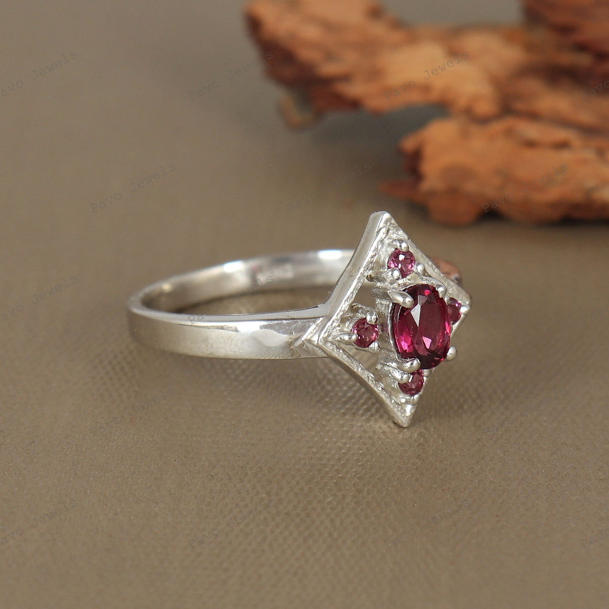Rhodolite Garnet Ring: Oval Pink Gemstone, Sterling Silver