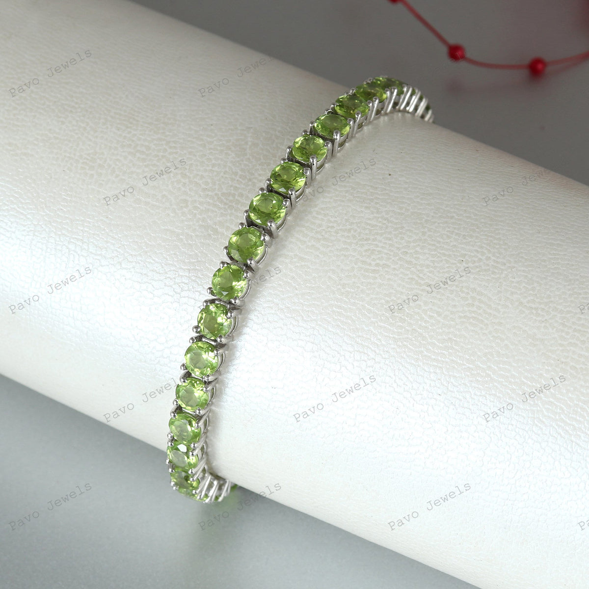 Peridot Tennis Bracelet, 925 Sterling Silver, August Birthstone