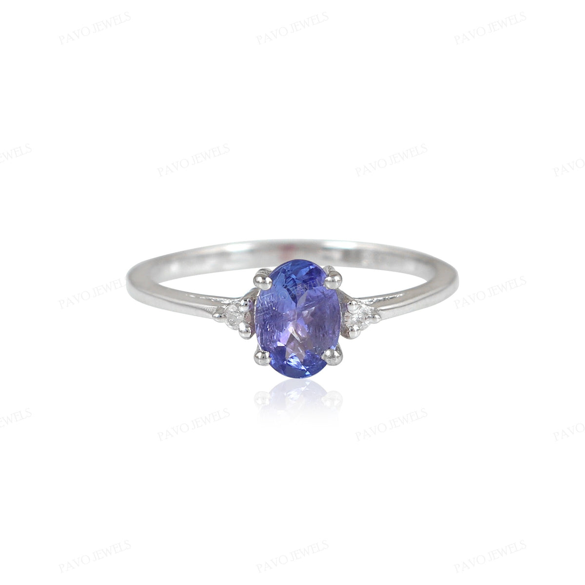 Tanzanite & Diamond Ring, 925 Sterling Silver, December Birthstone