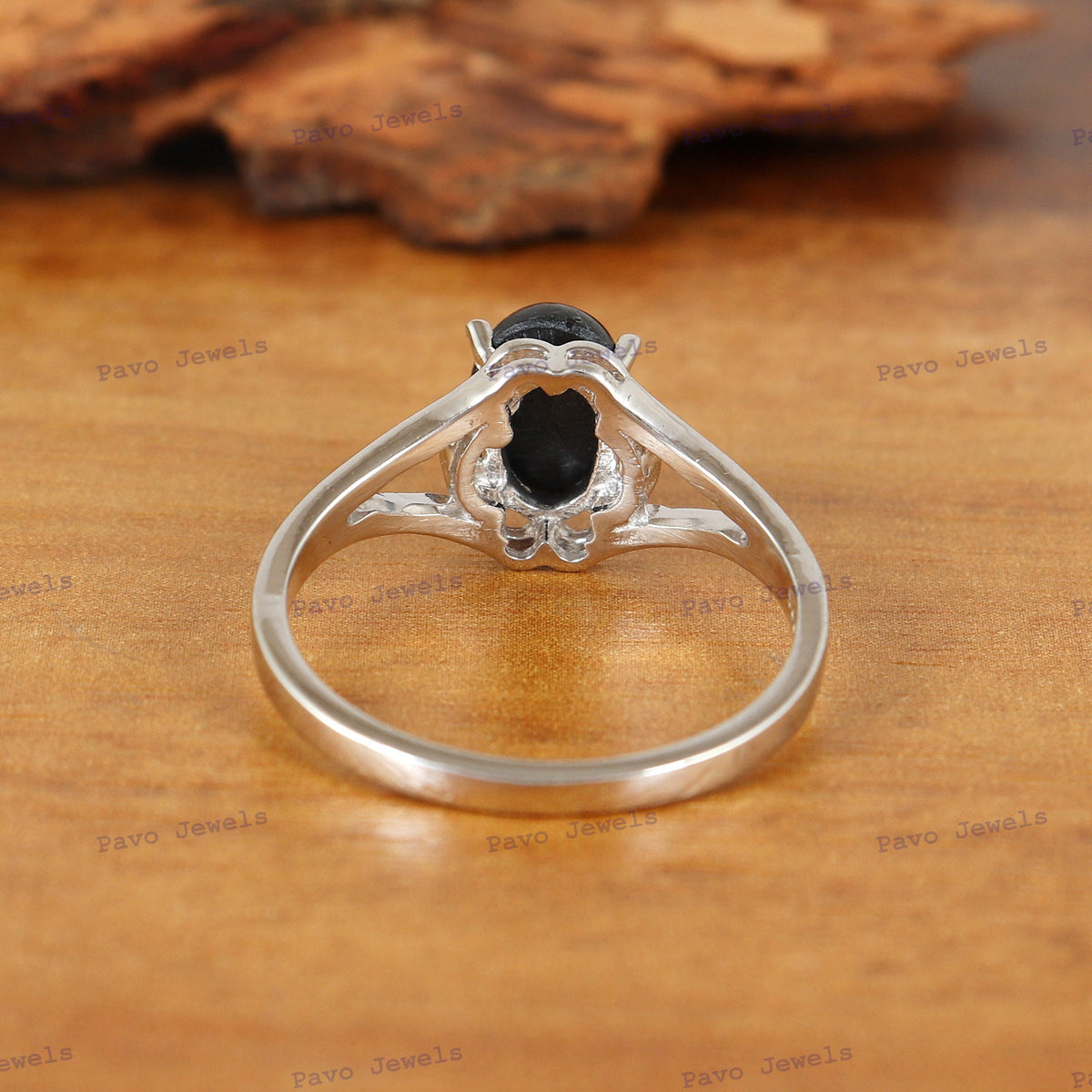 Natural Black Star Ring • Sterling Silver Statement Ring • Boho Anniversary Gift for Her