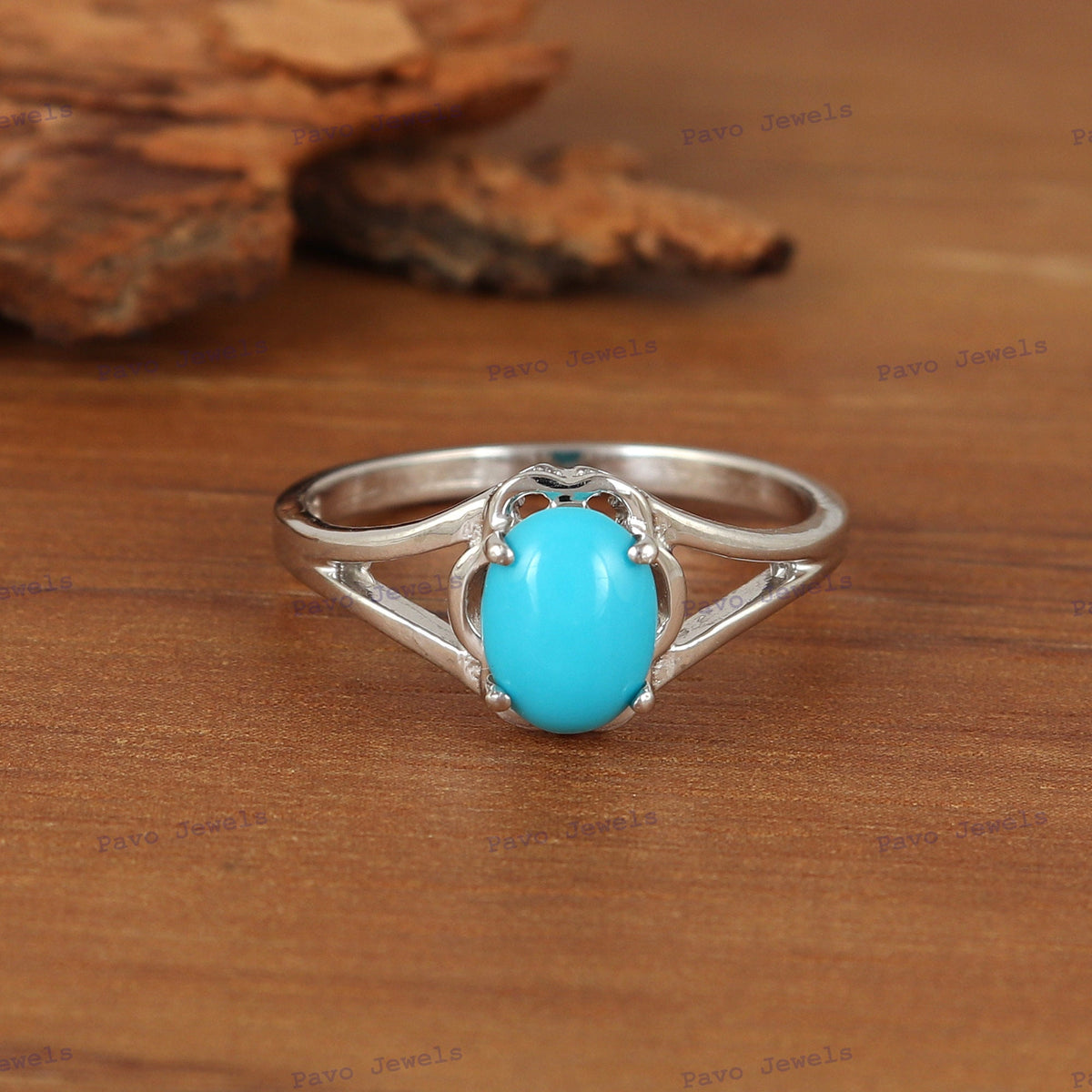 Oval Turquoise Gemstone Ring: Handmade Silver Minimalist Jewelry