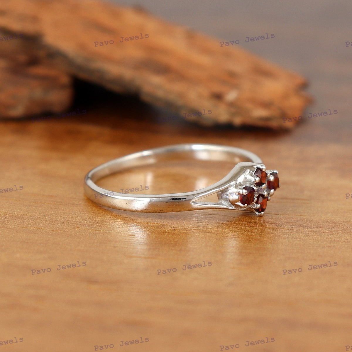 Natural Garnet Sterling Silver Ring, January Birthstone gifts for her
