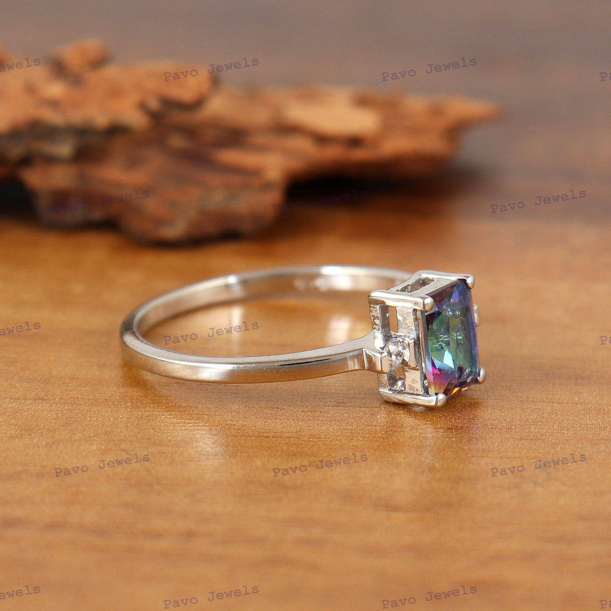 Mystic Topaz Ring, Sterling Silver Handmade Minimalist Jewelry