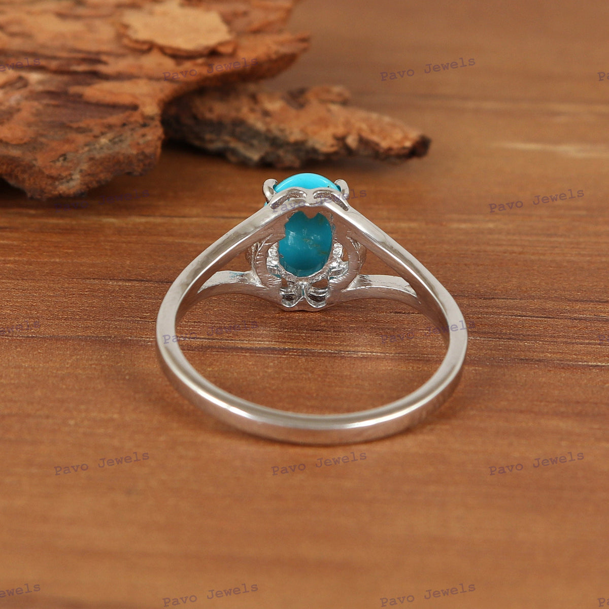 Oval Turquoise Gemstone Ring: Handmade Silver Minimalist Jewelry