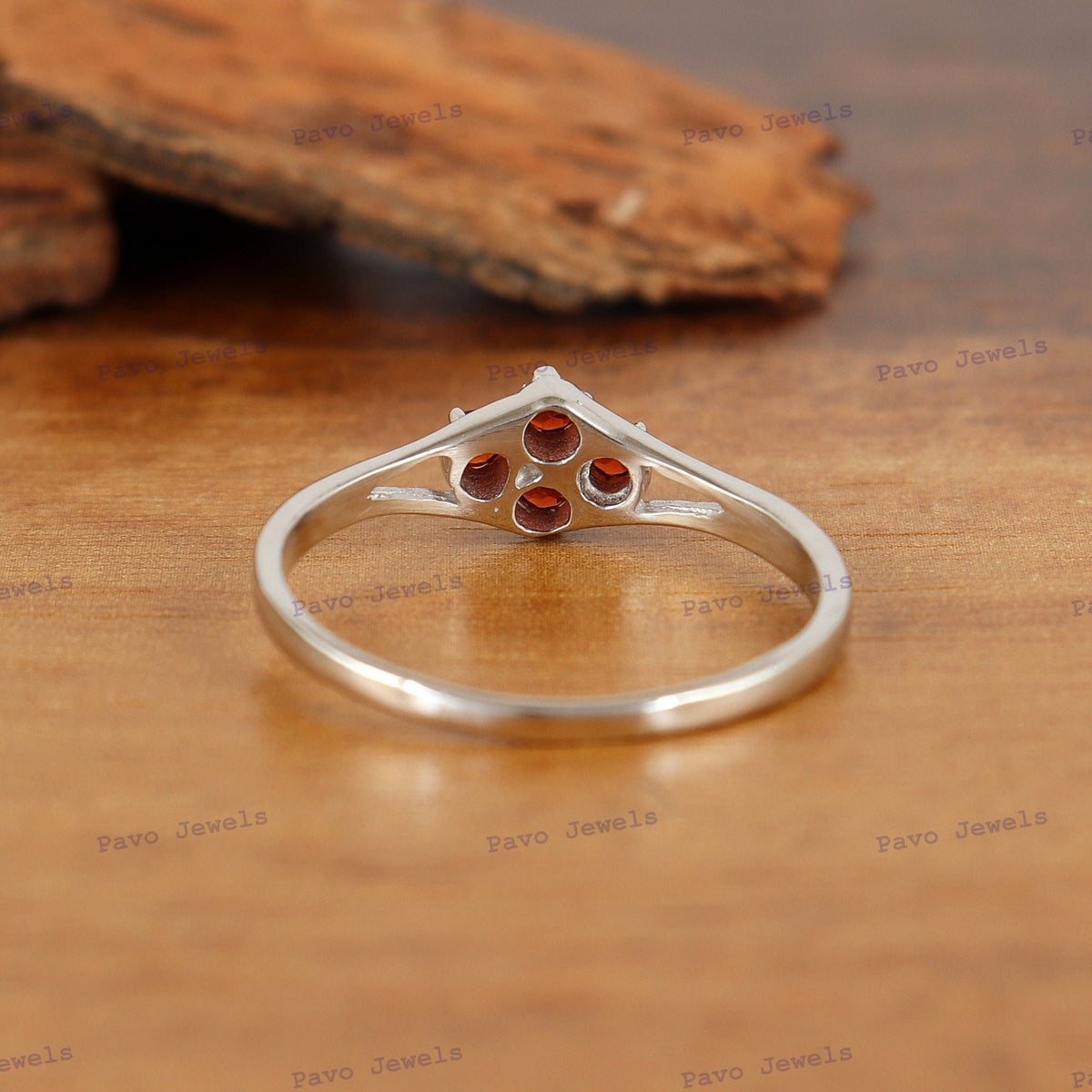 Natural Garnet Sterling Silver Ring, January Birthstone gifts for her