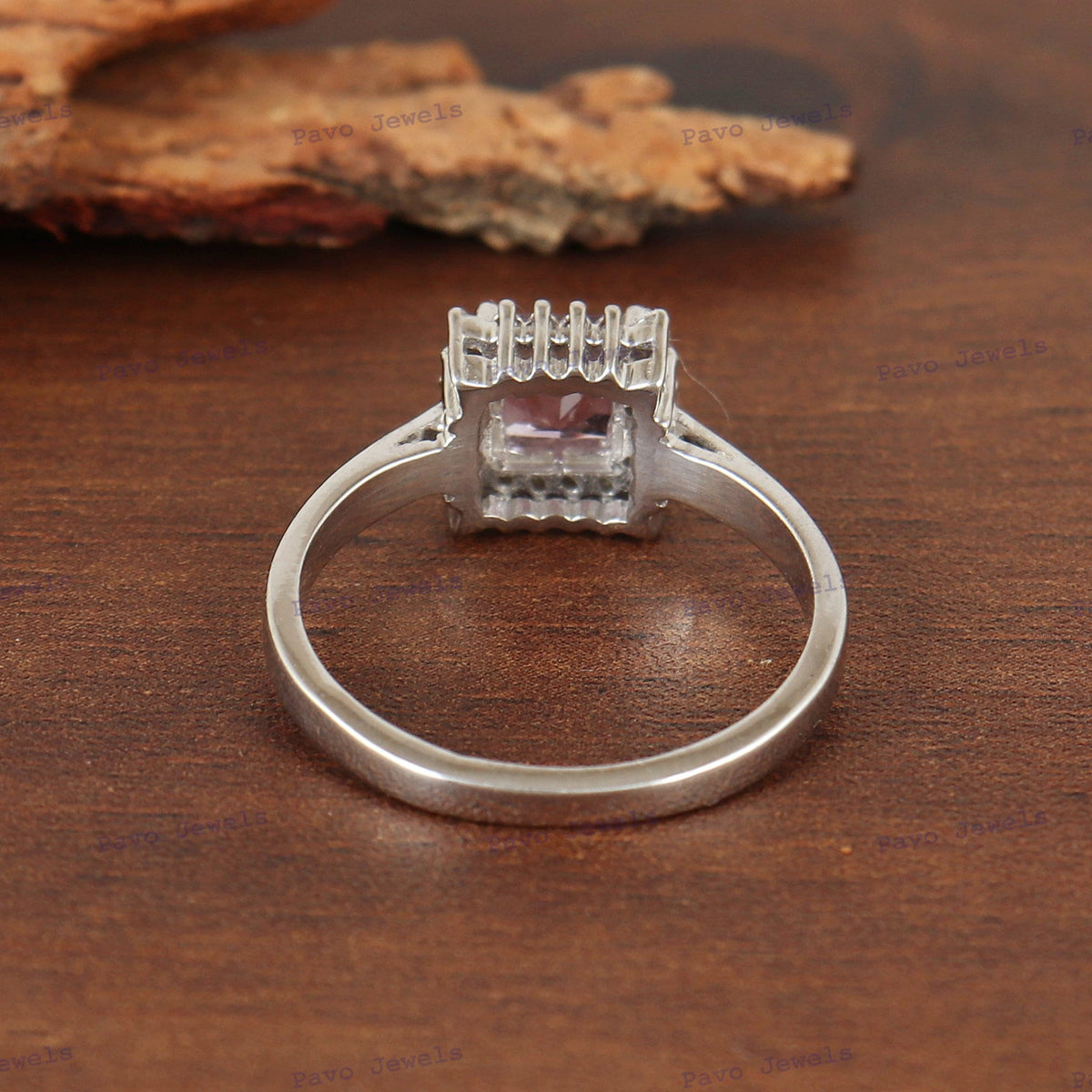 Natural Amethyst Sterling Silver Ring, Square Cut Purple Gemstone Bridal Jewelry