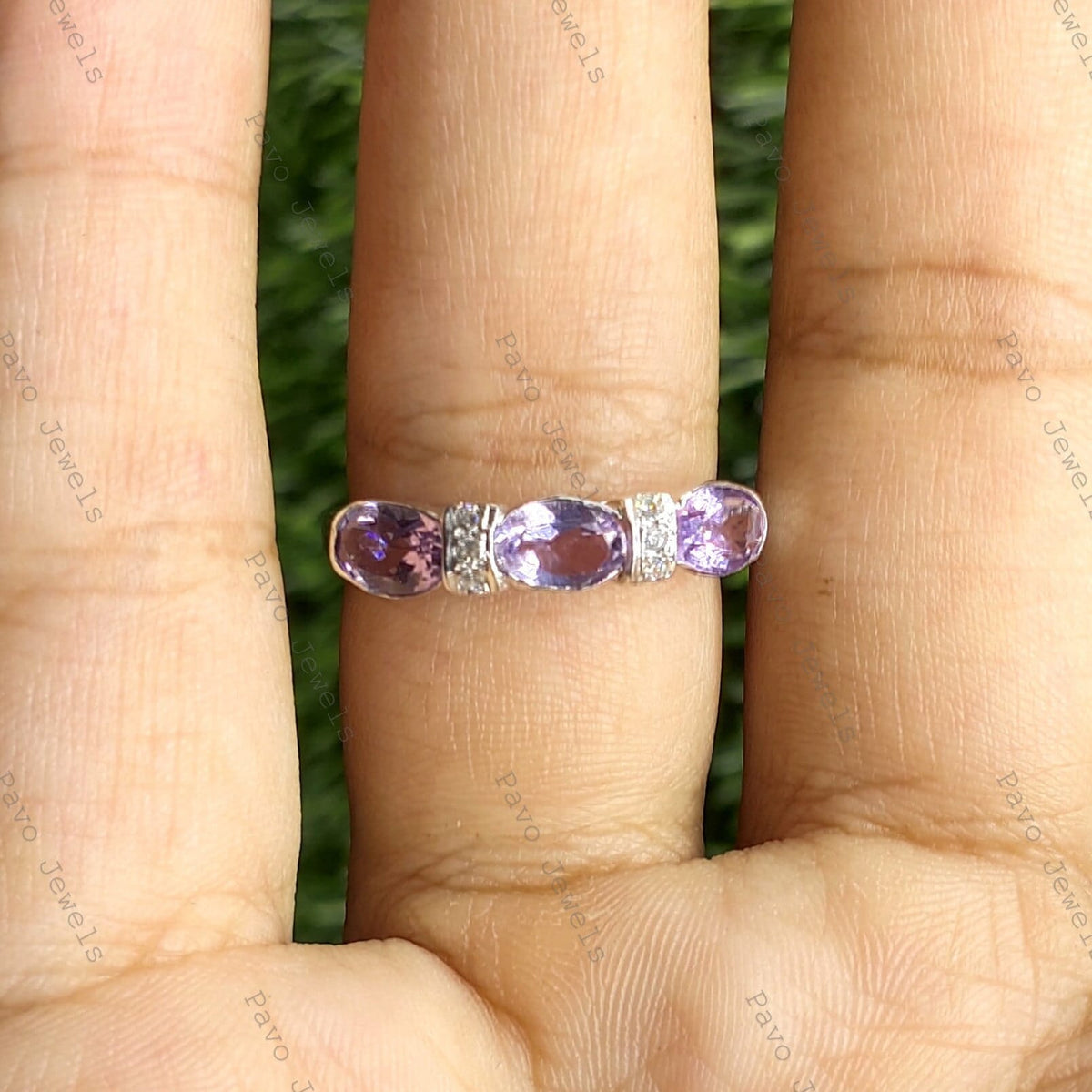 Oval Amethyst Sterling Silver Ring, February Birthstone Promise Gift Her