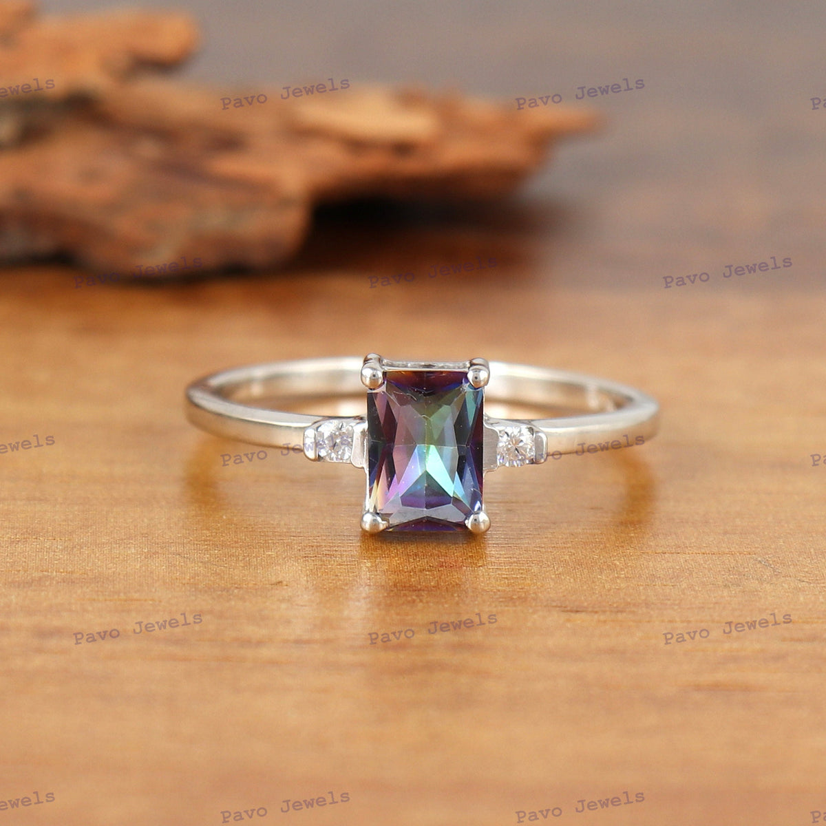 Mystic Topaz Ring, Sterling Silver Handmade Minimalist Jewelry