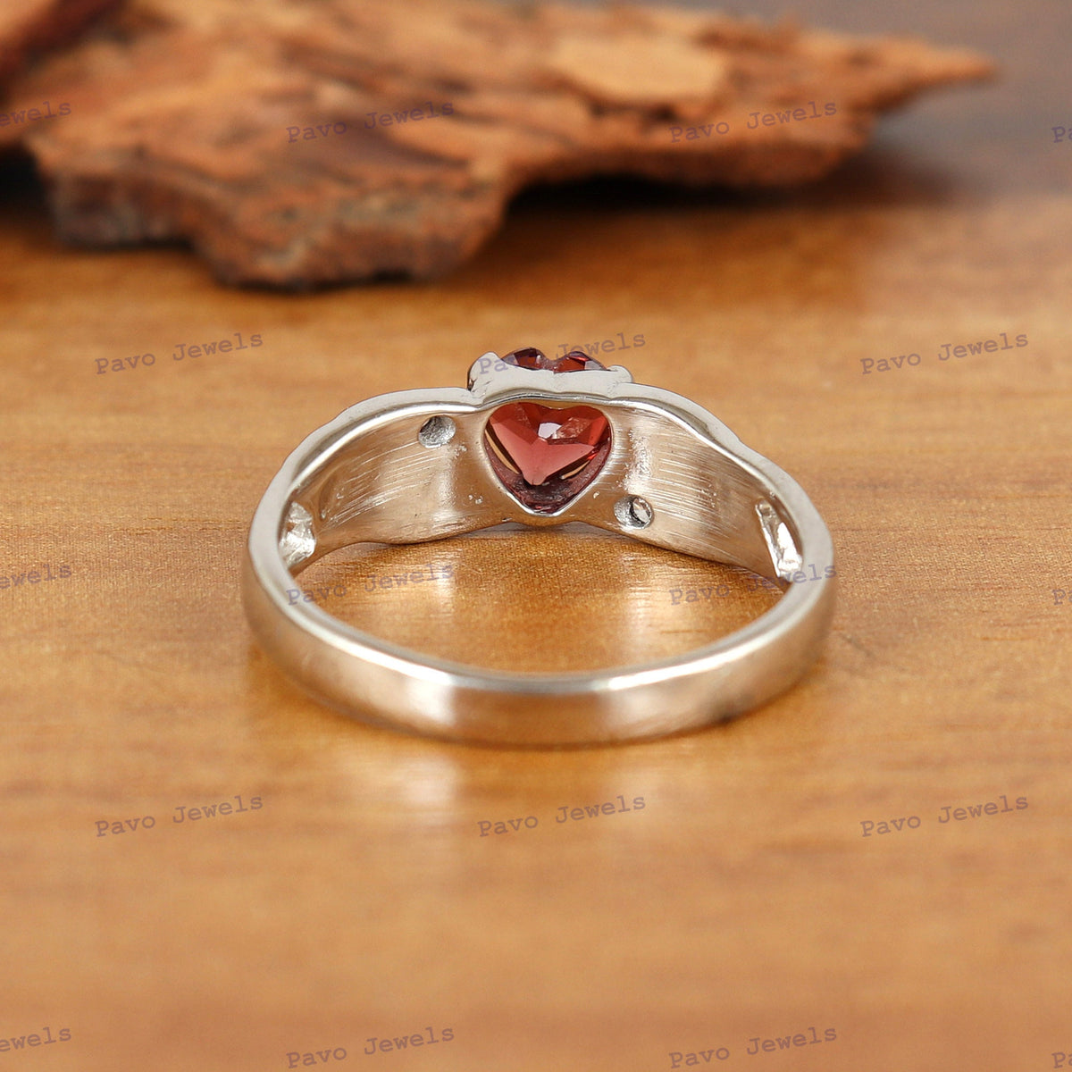 Heart Garnet Ring, 925 Sterling Silver, January Birthstone