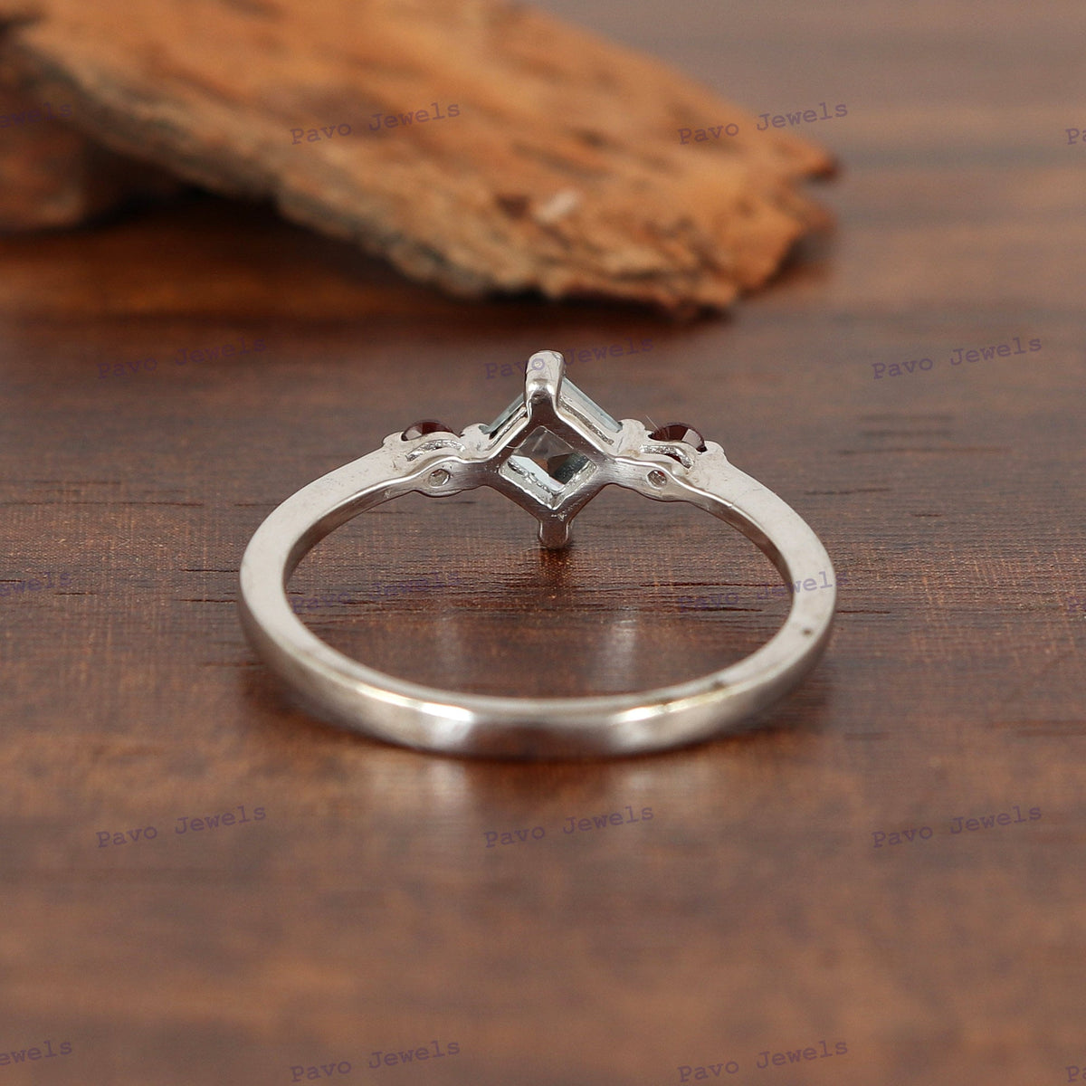 Blue Topaz- Garnet Ring Sterling Silver Two Stone Birthstone Gift