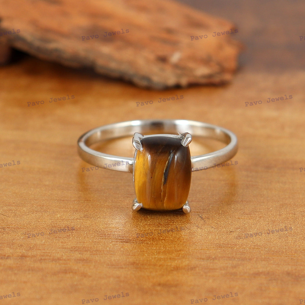 Sterling Silver Tiger Eye Ring, Unique Women's Statement Ring Jewelry