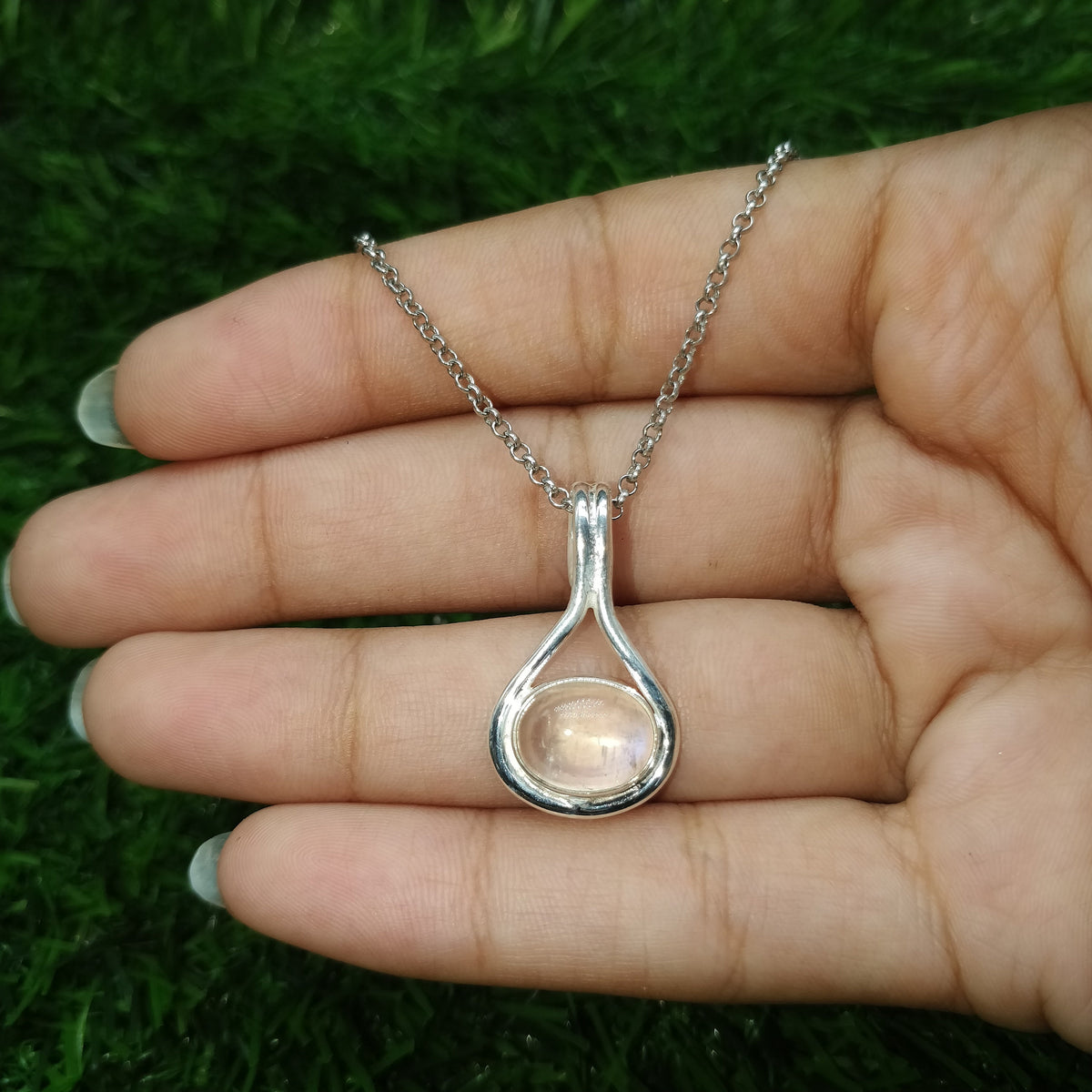 Rainbow Moonstone Pendant, 925 Sterling Silver, Handmade Jewelry Gift