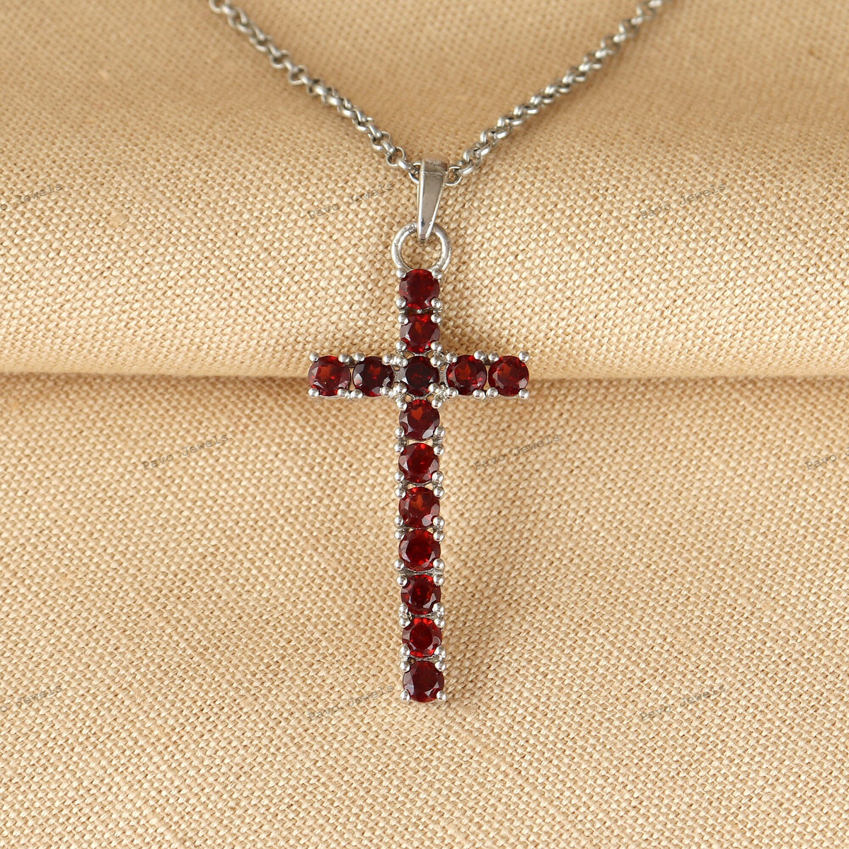 Swiss Blue Topaz Cross Pendant: Sterling Silver Multi-Gemstone