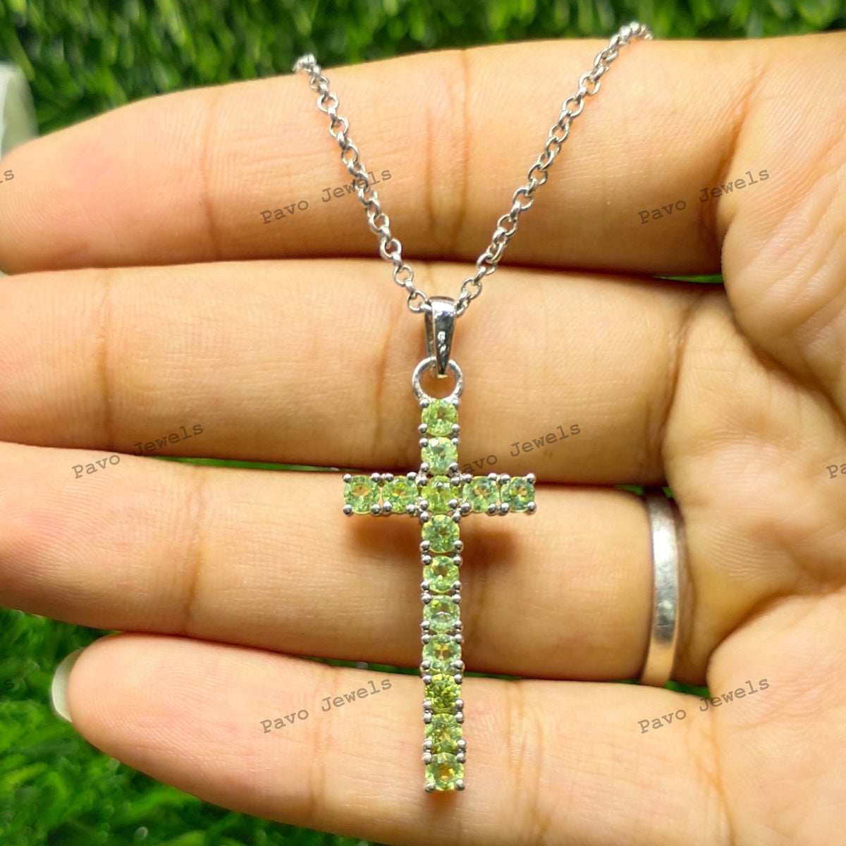 Swiss Blue Topaz Cross Pendant: Sterling Silver Multi-Gemstone