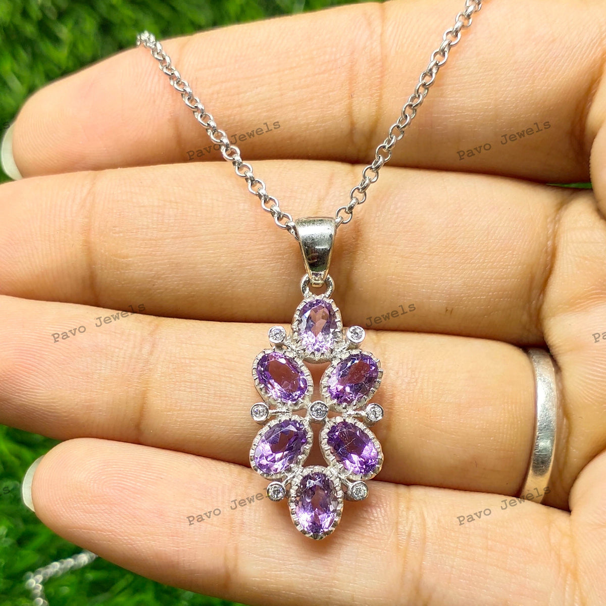Amethyst Sterling Silver Pendant, Handmade Gemstone Necklace, February Birthstone Jewelry
