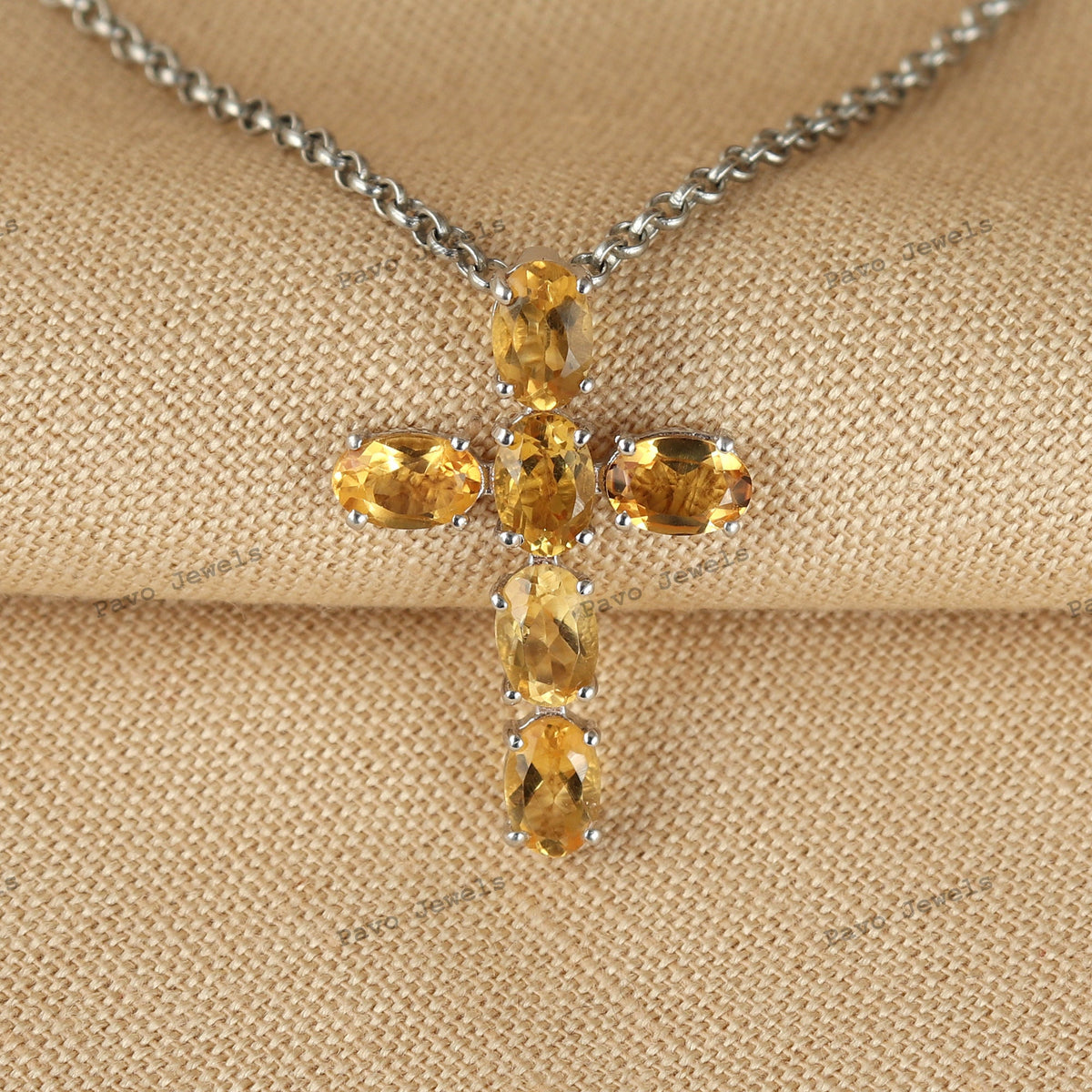 Citrine Cross Pendant: 925 Sterling Silver, Holy Cross Necklace Christmas Gifts
