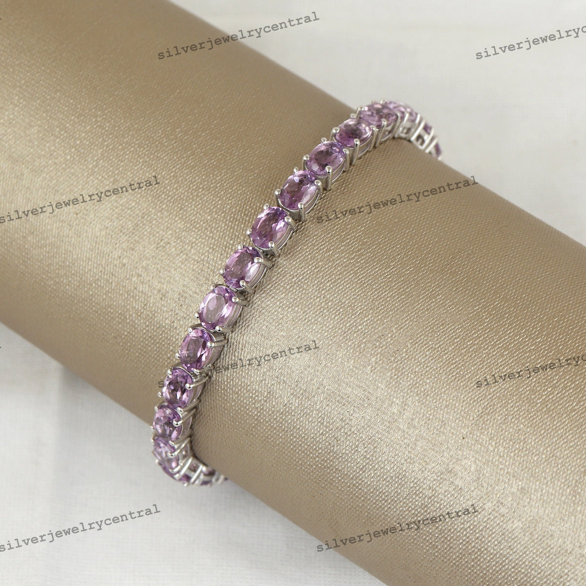 Amethyst Tennis Bracelet: 925 Sterling Silver, February Birthstone