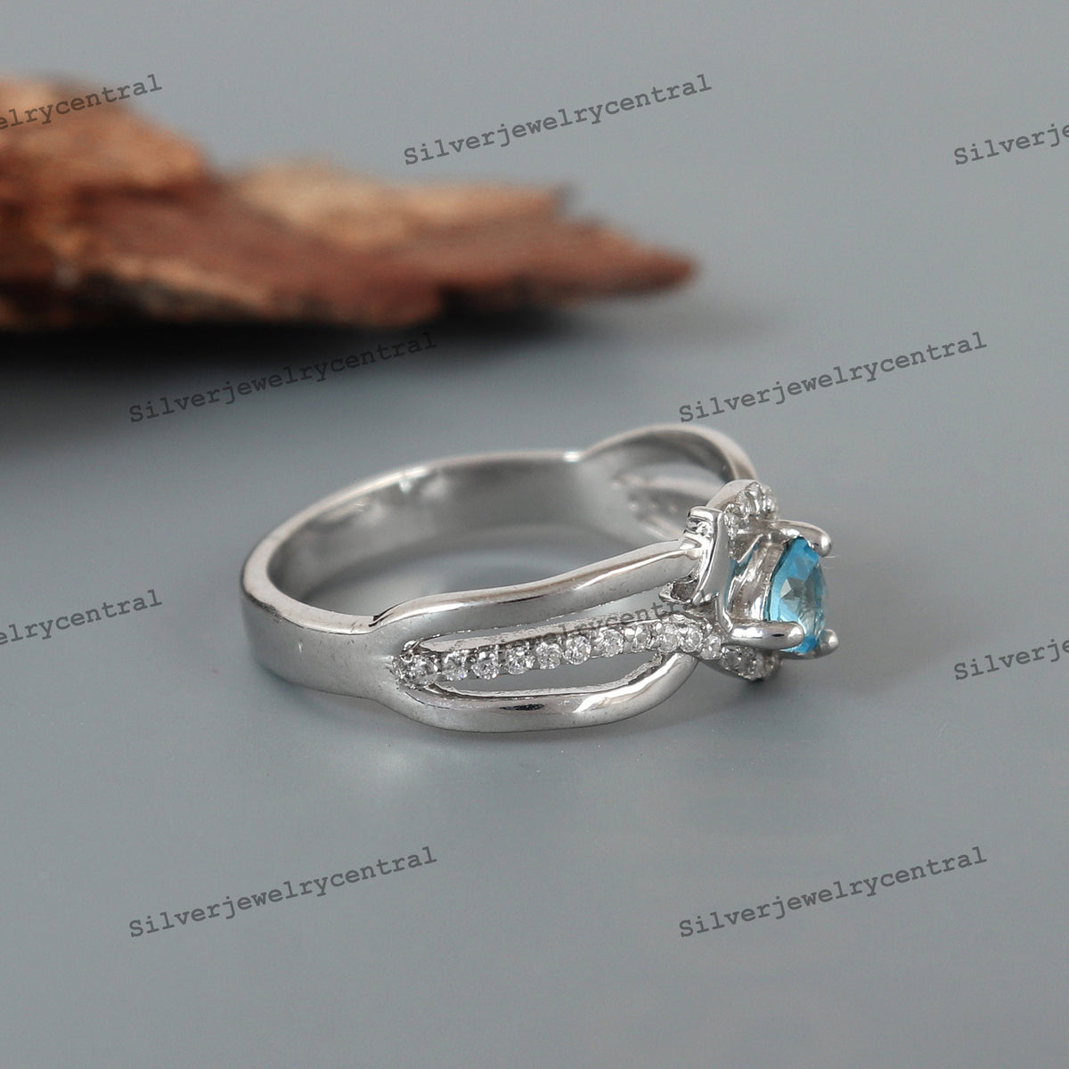 Swiss Blue Topaz Ring, 925 Sterling Silver, December Birthstone, Christmas