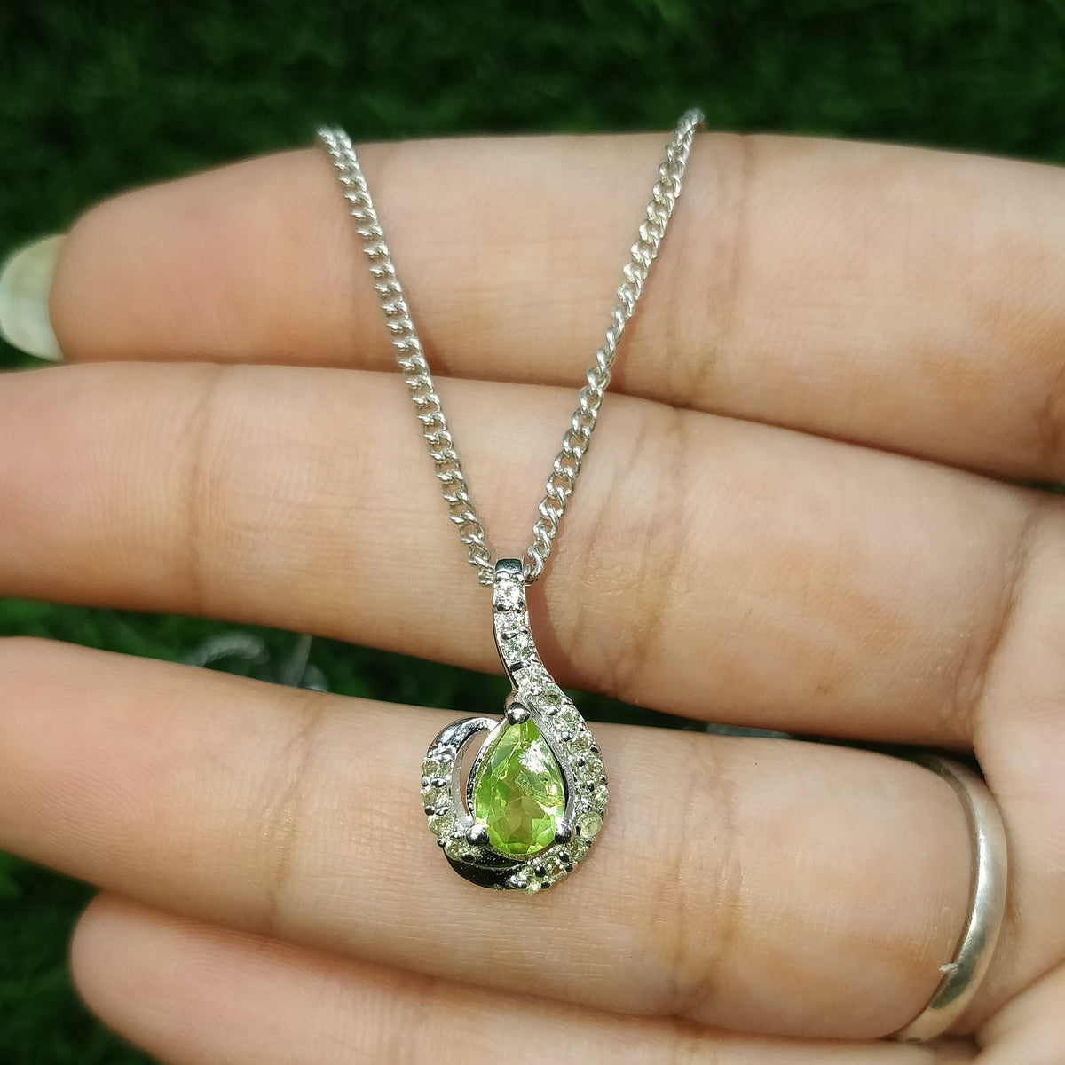 Peridot Pear Pendant: Sterling Silver August Birthstone, Necklace Gifts For Her