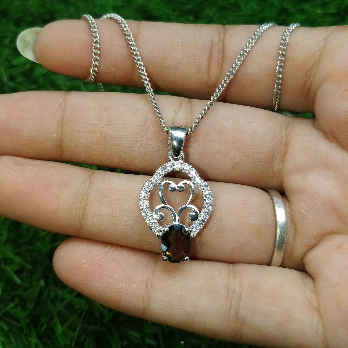 Handmade Smoky Quartz Pendant: Silver Solitaire Everyday Necklace