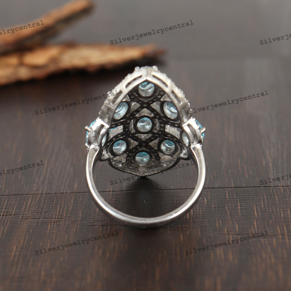 Swiss Blue Topaz Ring Promise Sterling Silver Gemstone December Birthstone