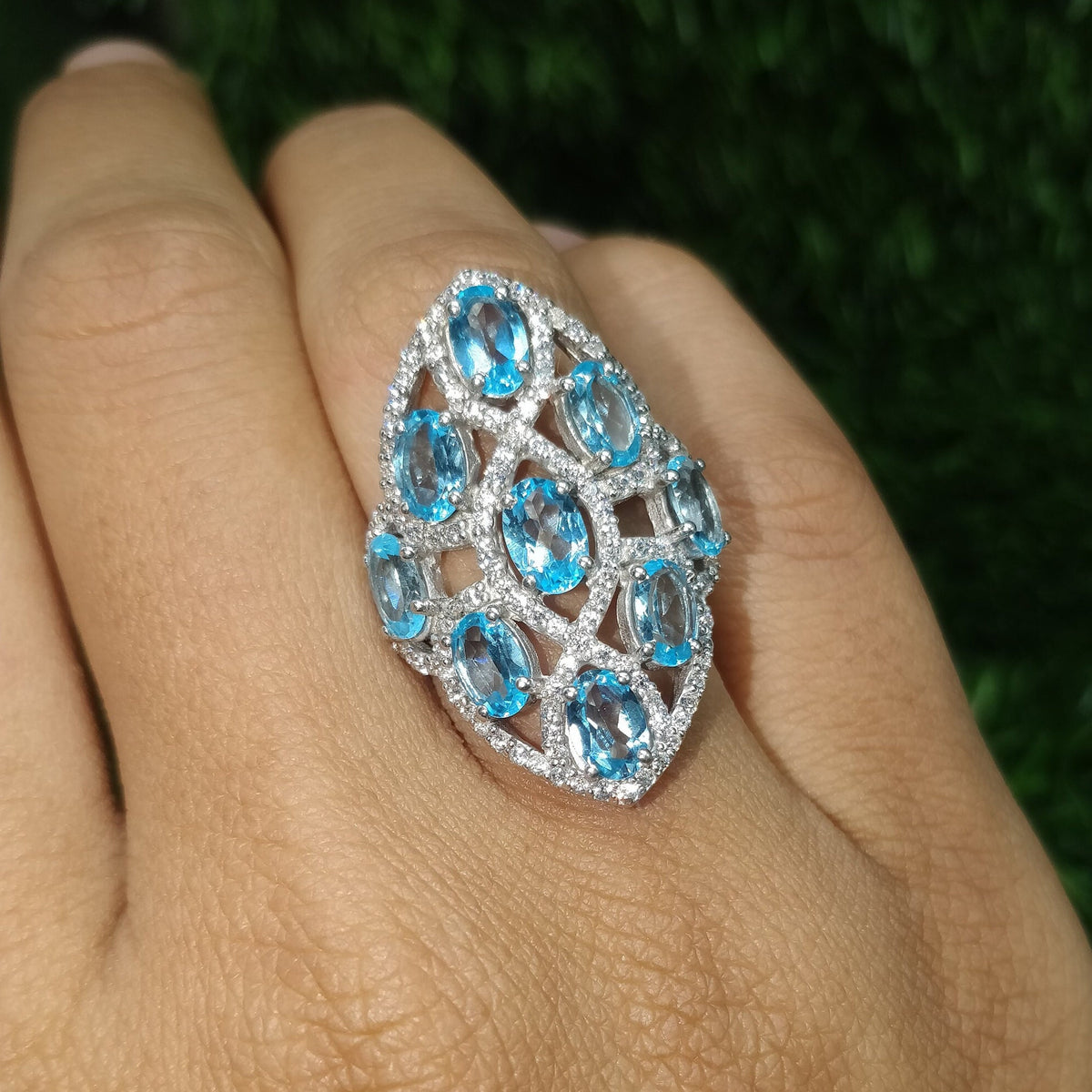 Swiss Blue Topaz Ring Promise Sterling Silver Gemstone December Birthstone