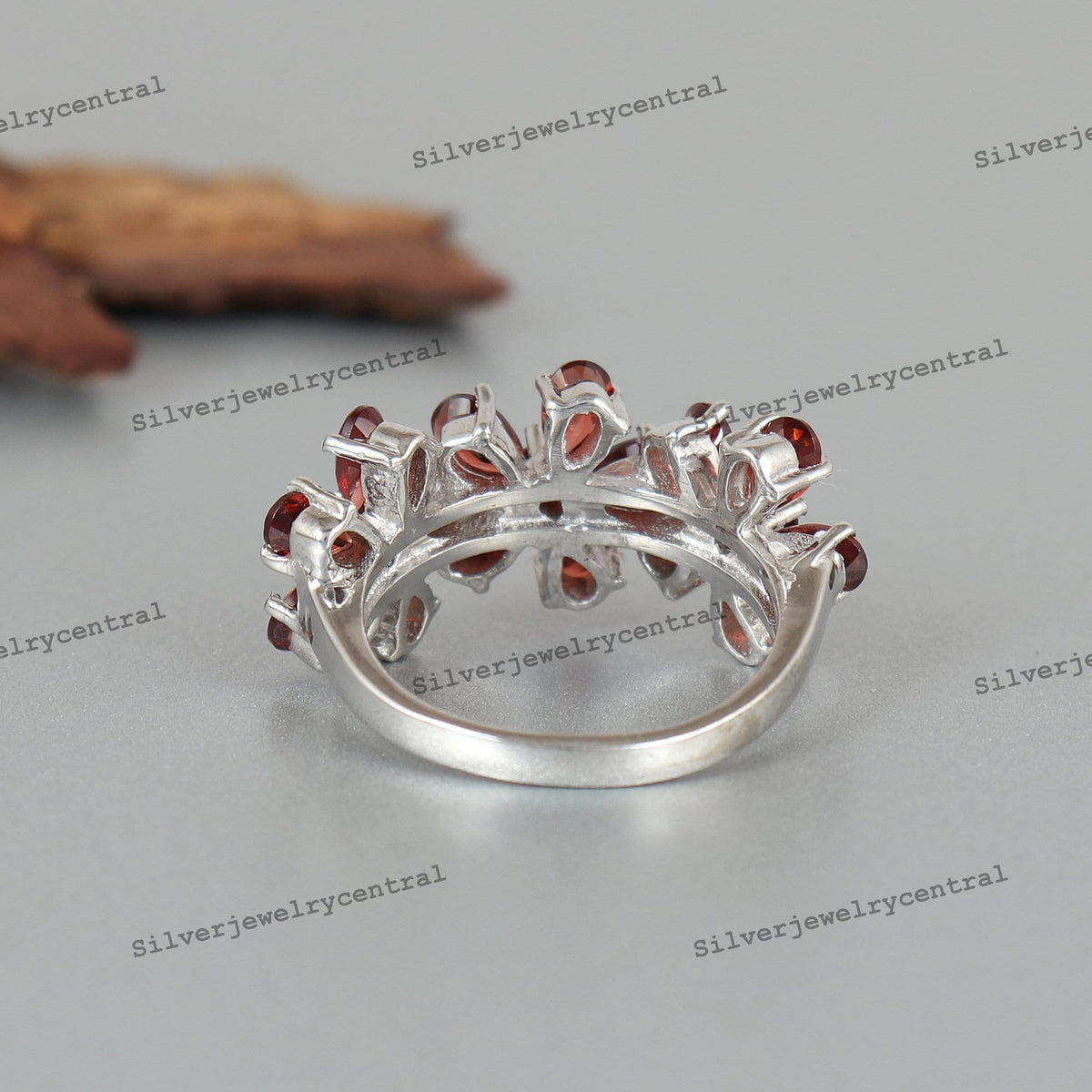 Natural Flower Garnet Gemstone Sterling Silver Ring Birthstone Jewelry Gifts For Her