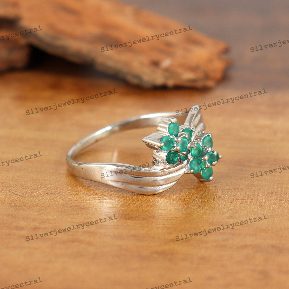 Green Onyx Statement Ring: 925 Silver Handmade Ring Boho Gift