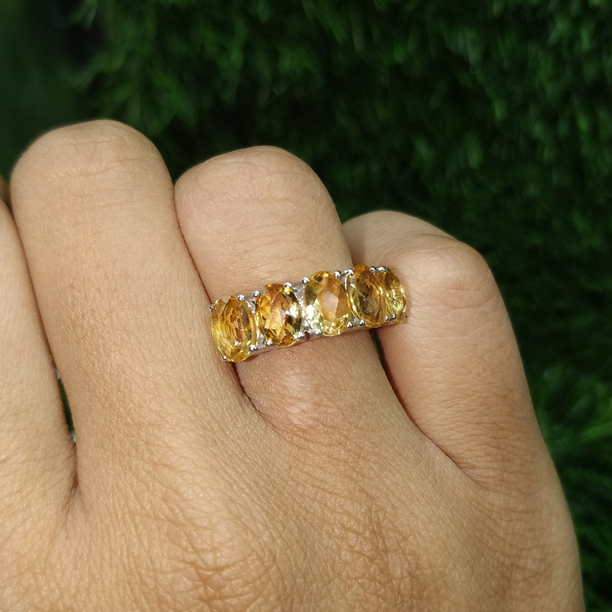 Citrine Ring 925 Sterling Silver Wedding Band Jewelry