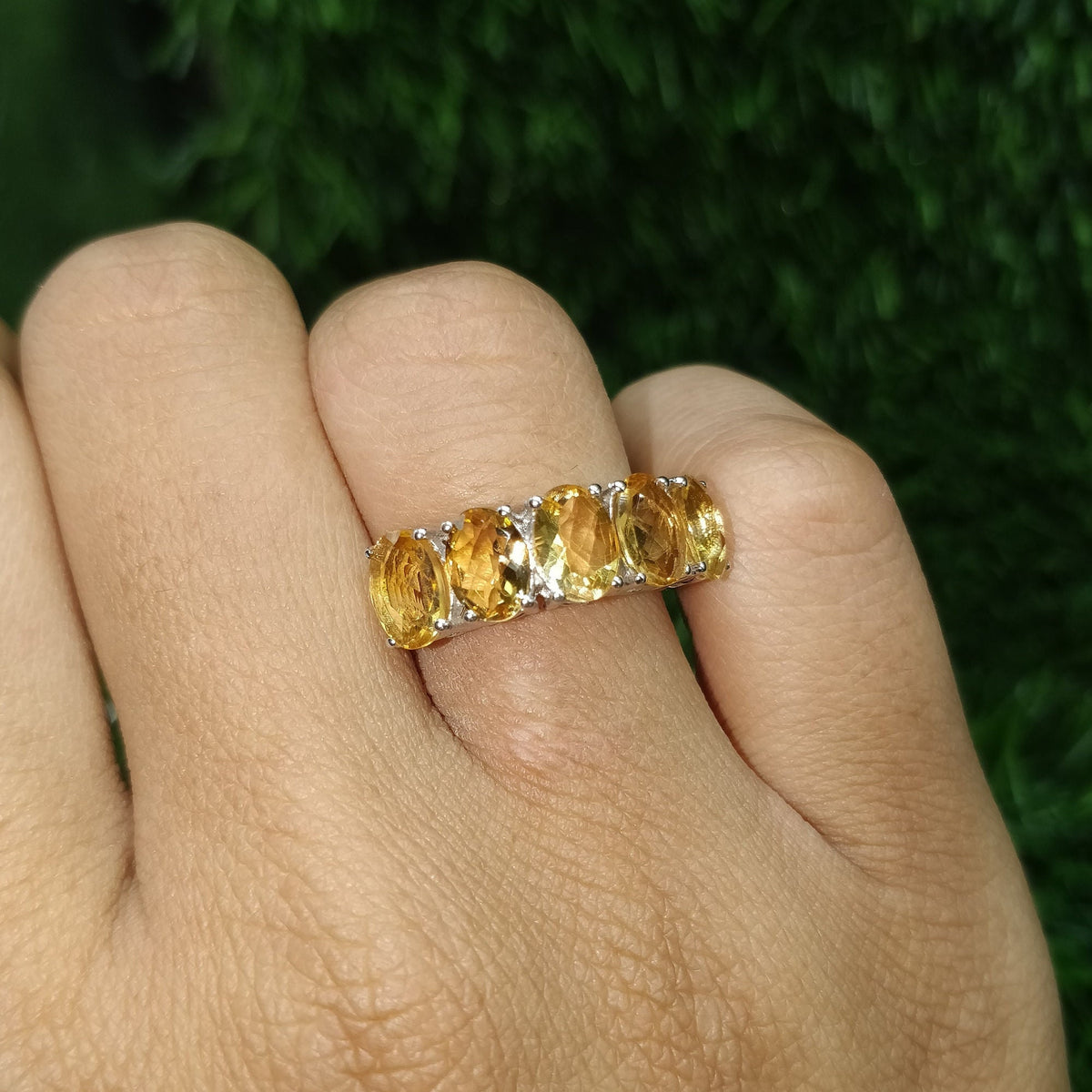 Citrine Ring 925 Sterling Silver Wedding Band Jewelry