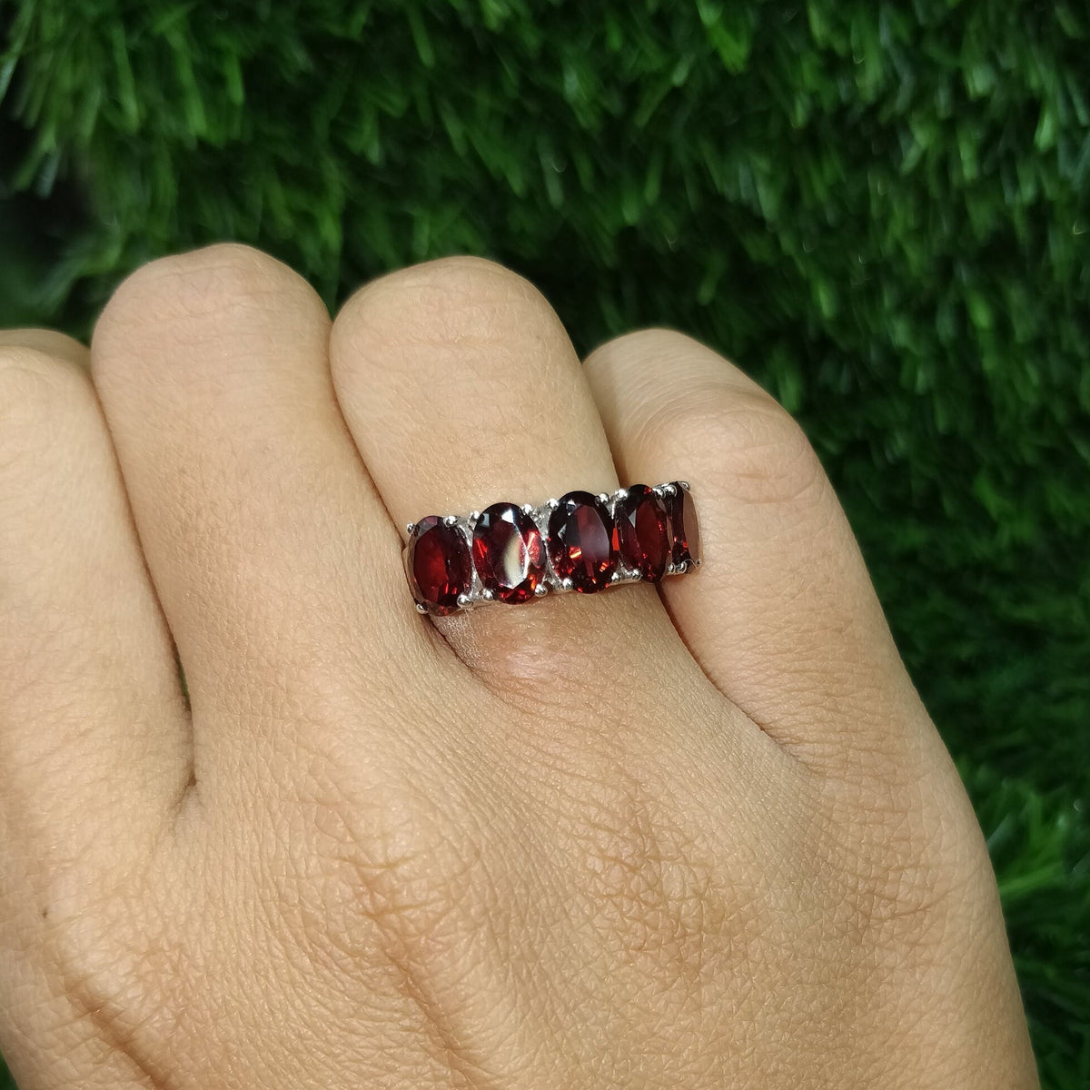 Garnet Sterling Silver Ring: January Birthstone Handmade Gemstone Jewelry