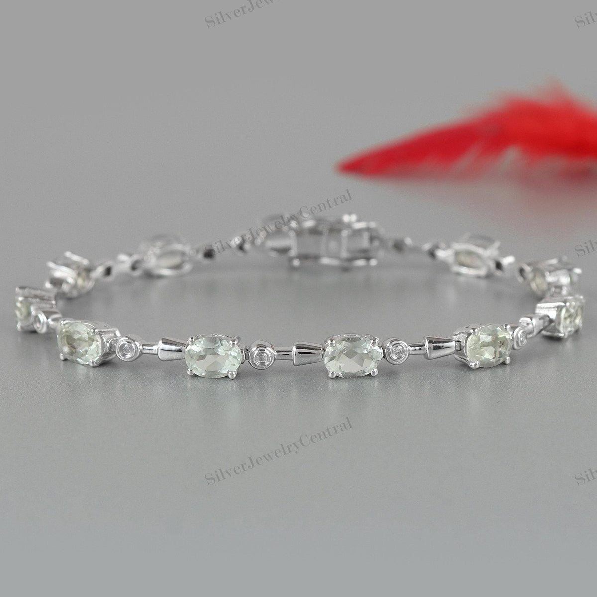 Mystic Topaz, Smokey Quartz, Green Amethyst Gemstone 925 Sterling Silver Tennis Bracelet Handmade Jewelry