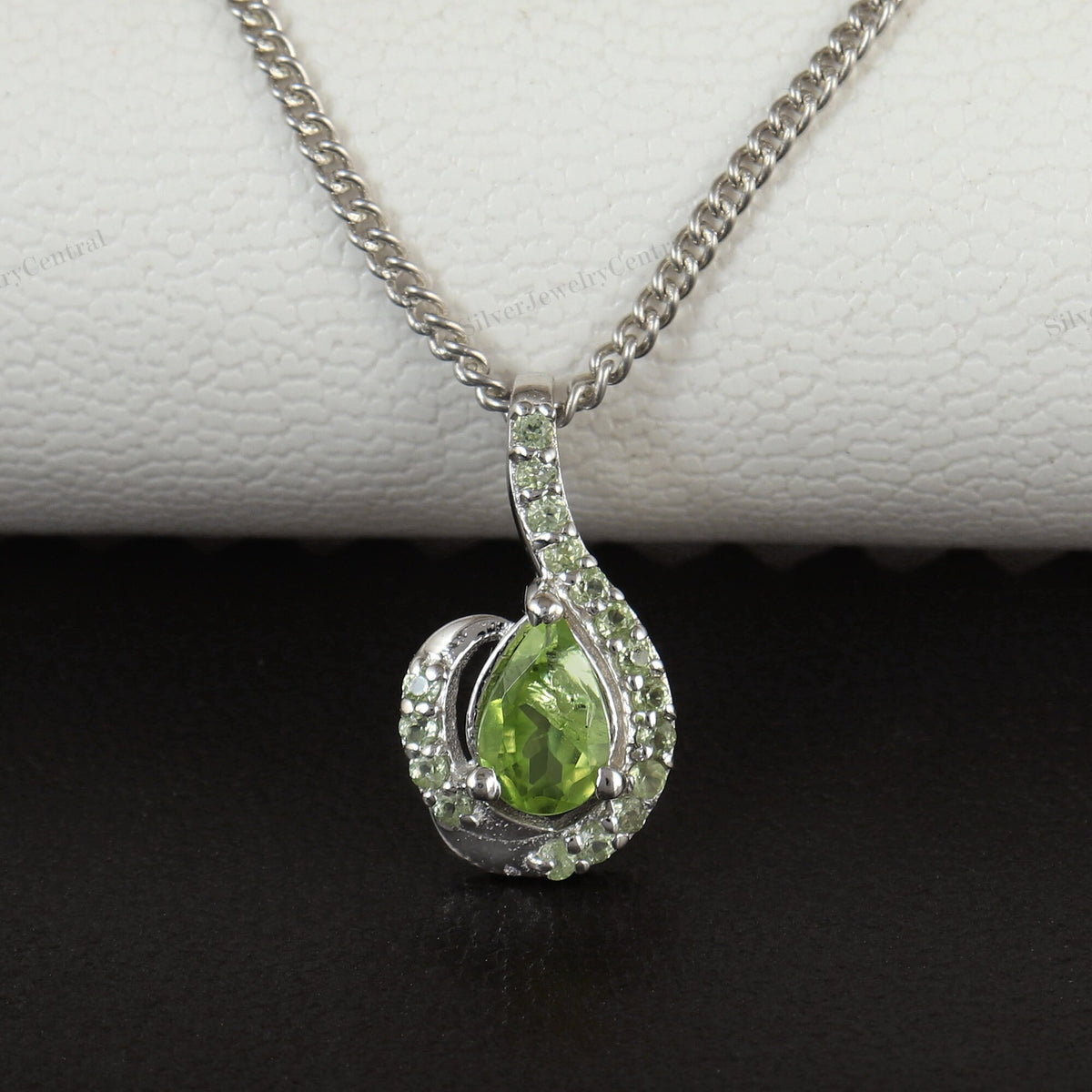 Peridot Pear Pendant: Sterling Silver August Birthstone, Necklace Gifts For Her