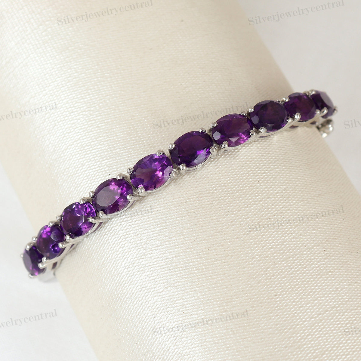 Amethyst Bangle: Sterling Silver Cuff, February Birthstone Christmas Gift